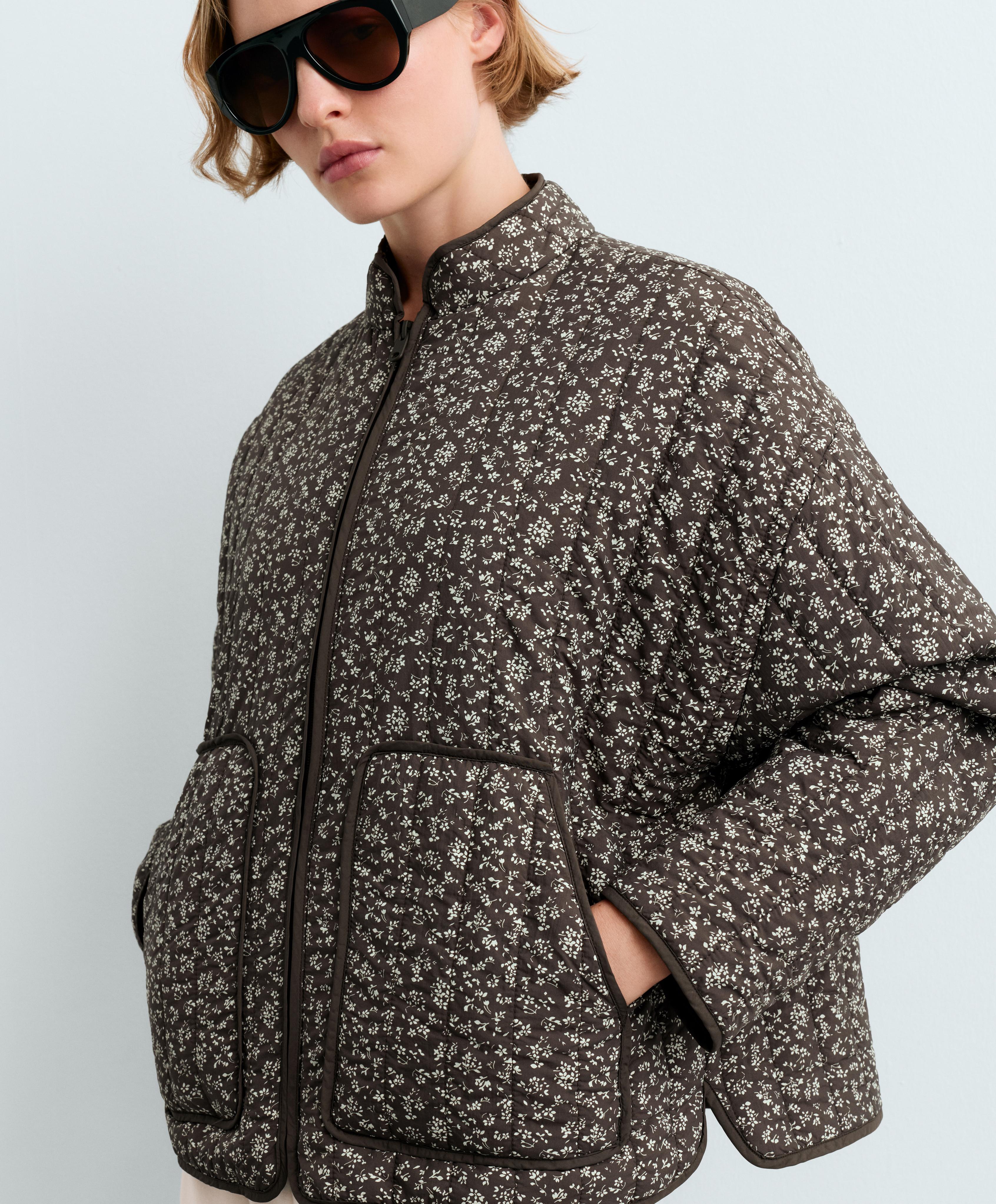 FELLEX® AEROGEL floral water-repellent midi padded jacket — Purplish brown