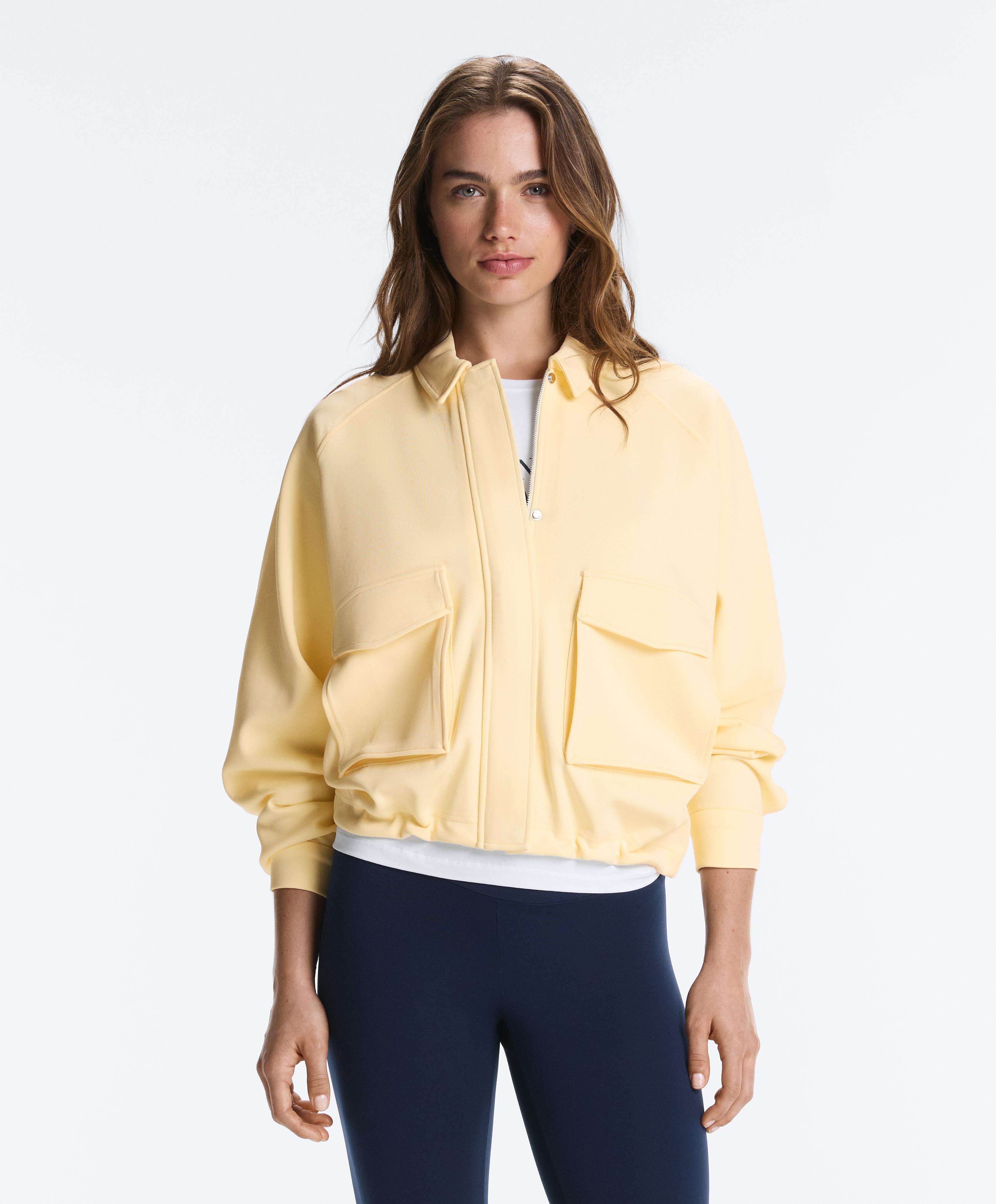 Cotton piqué pocket jacket — PALE YELLOW