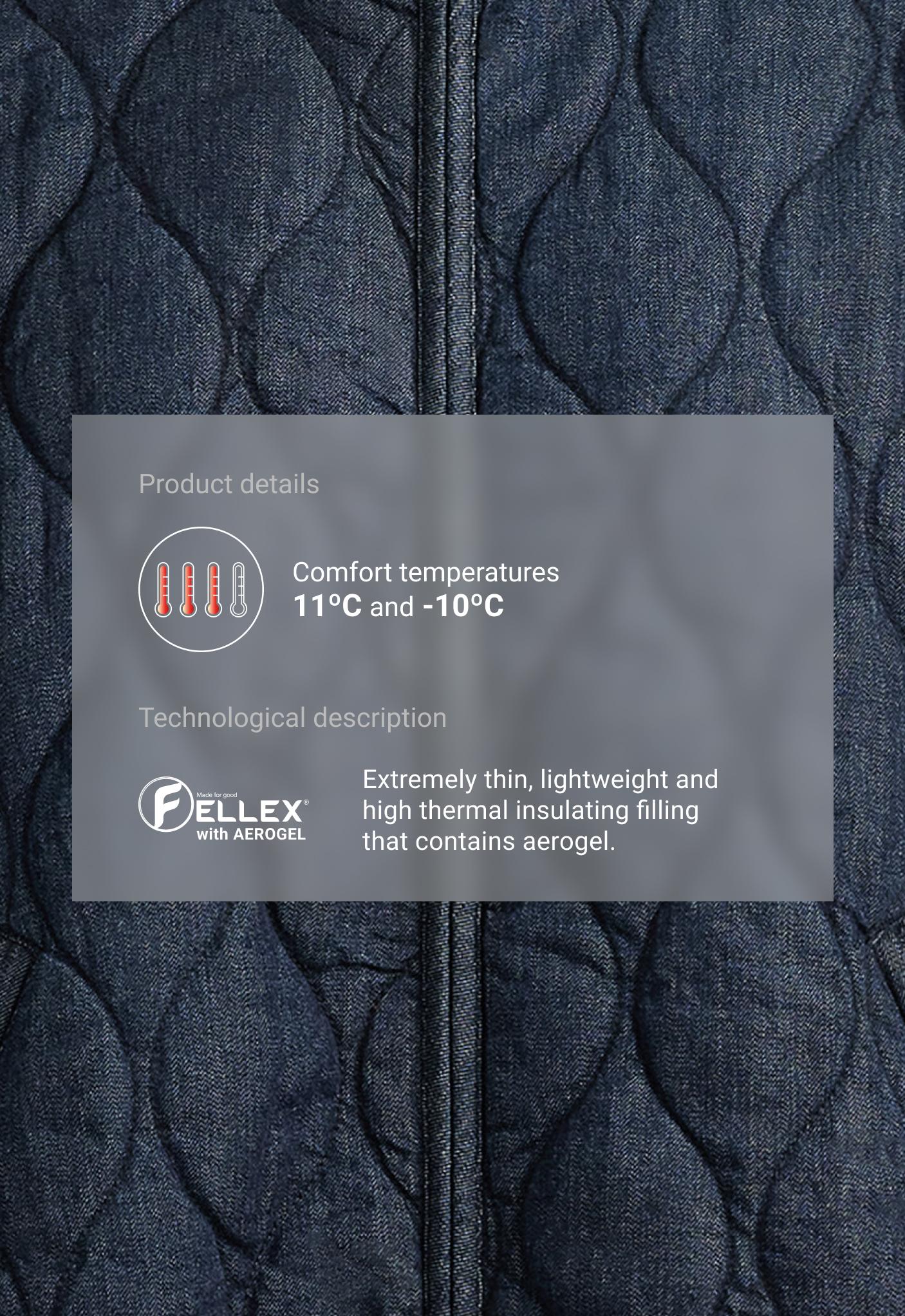 FELLEX® AEROGEL denim-effect boxy padded jacket — MID DENIM