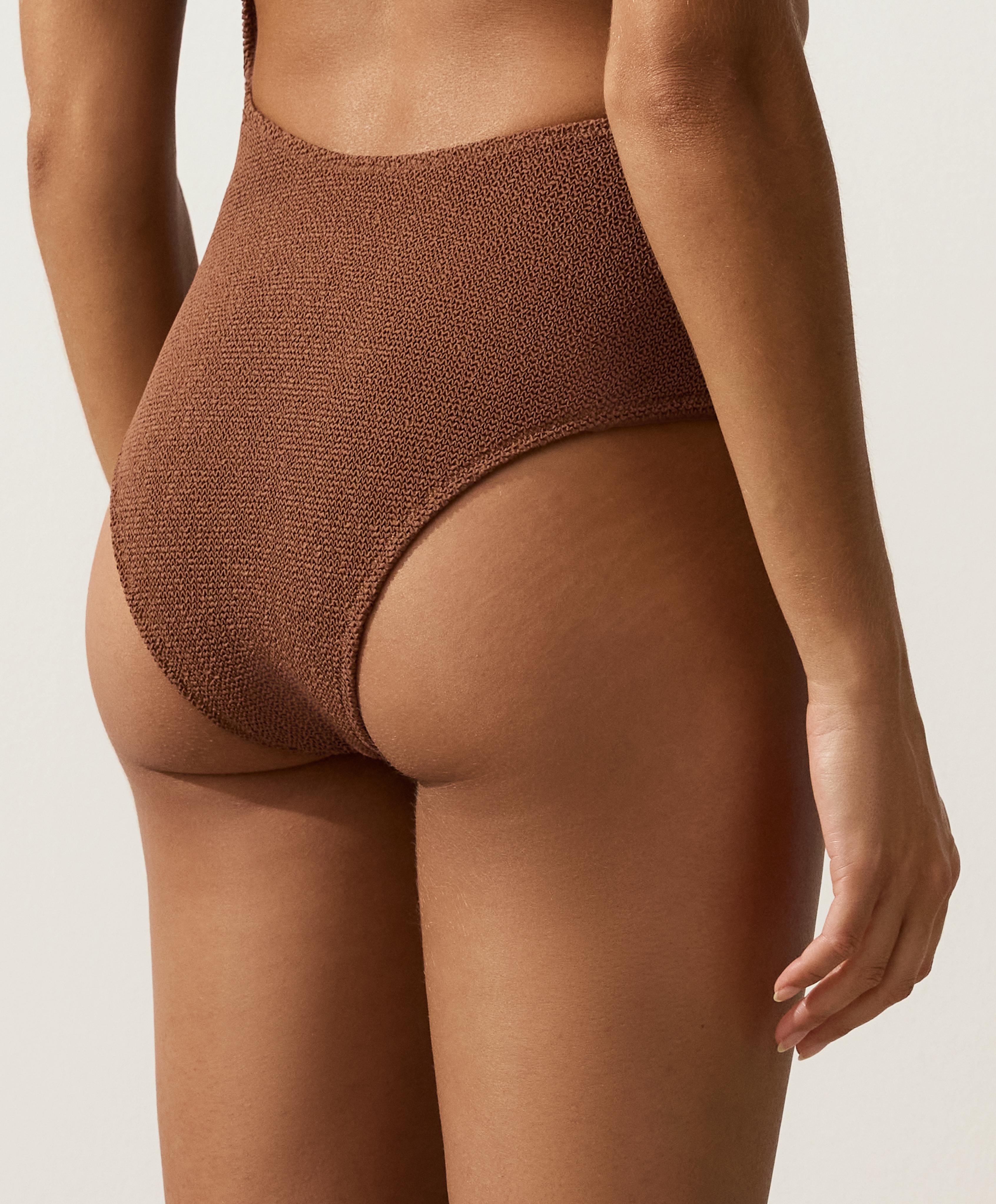 Crinkle asymmetric trikini — TOFFEE