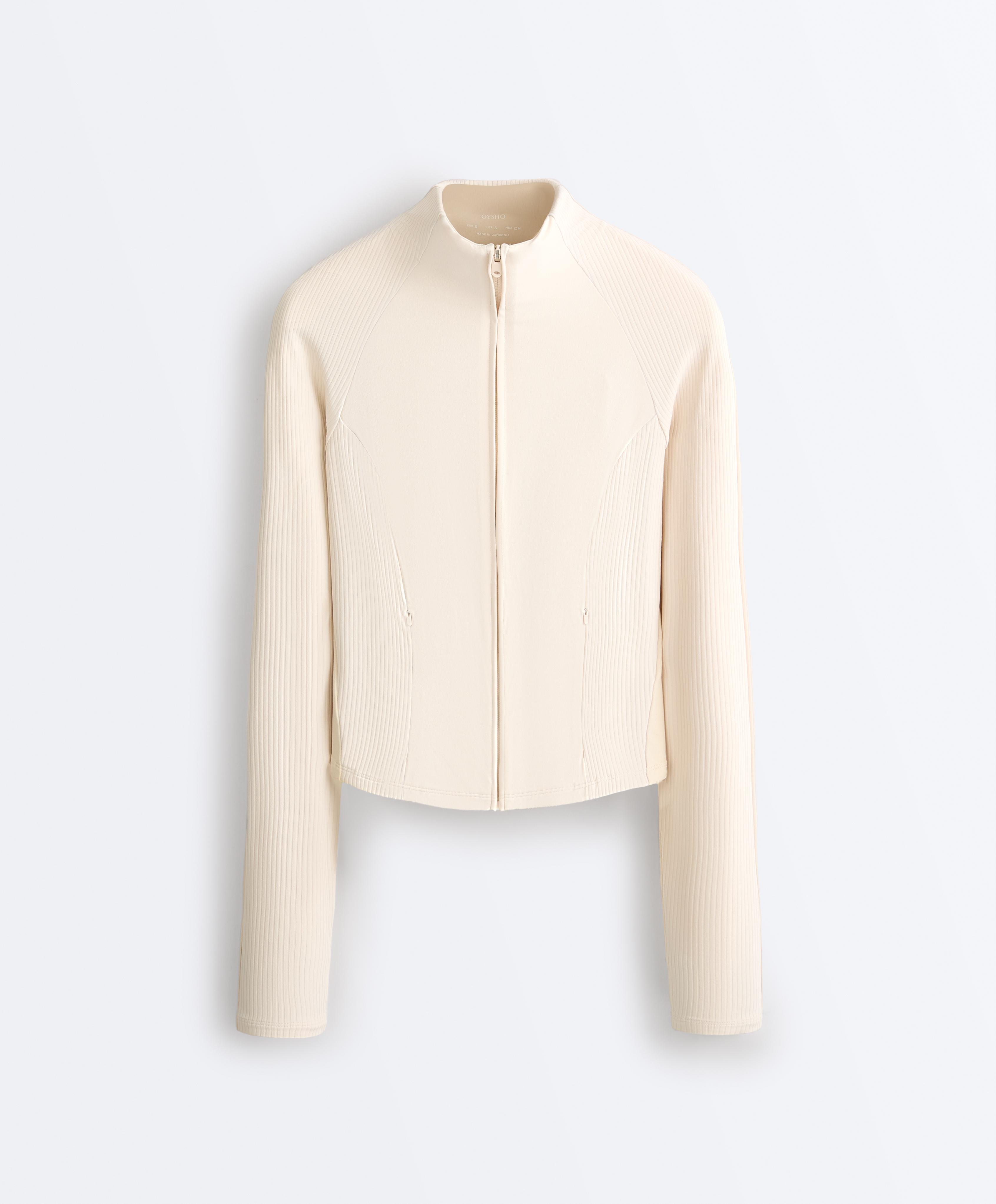 Light warm rib technical jacket — ECRU (alternate view)