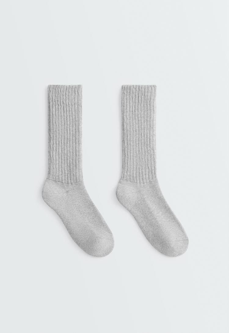 Classic cotton-blend ribbed socks — MID-GREY MELANGE