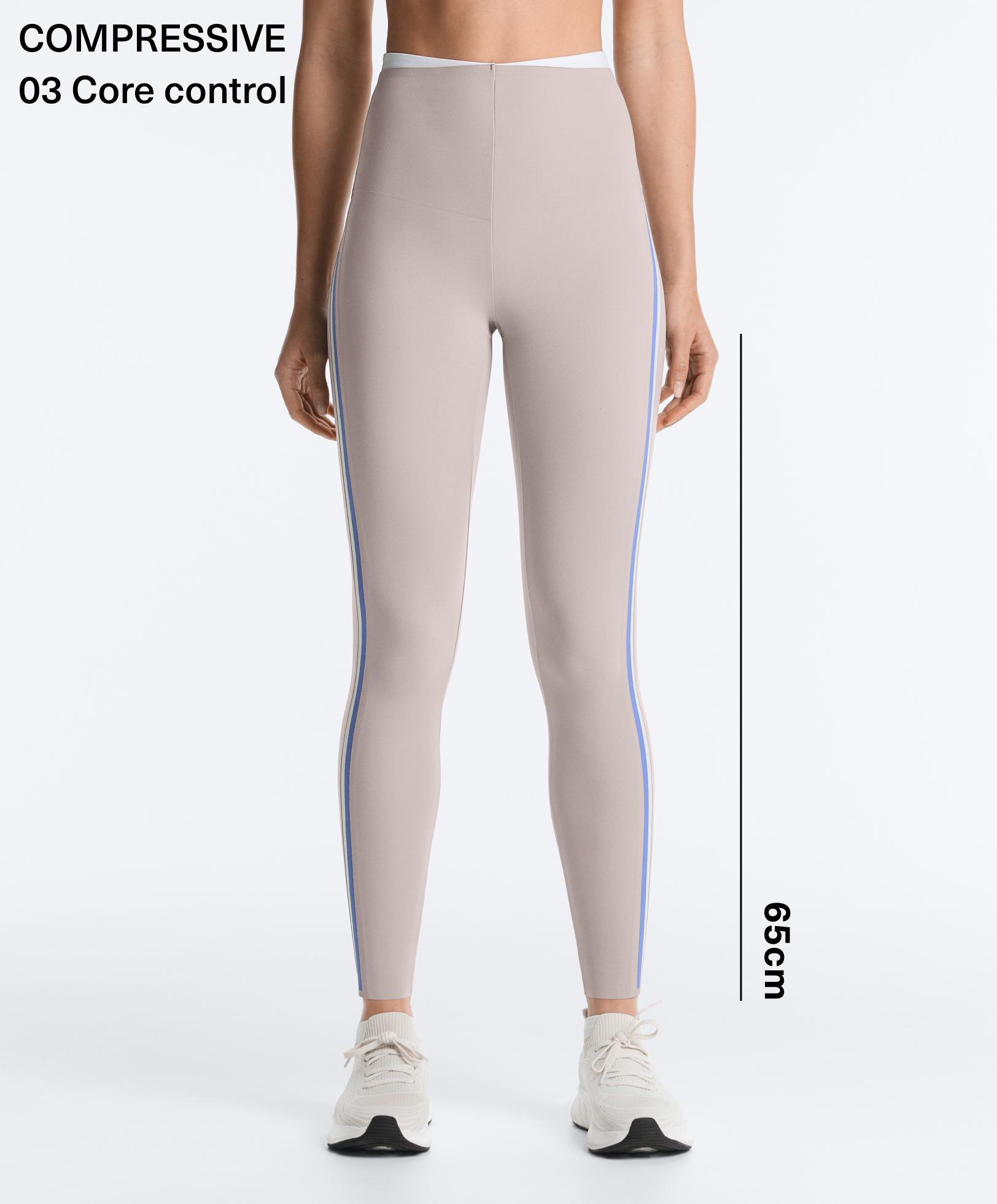 High rise compressive contrast ankle-length leggings