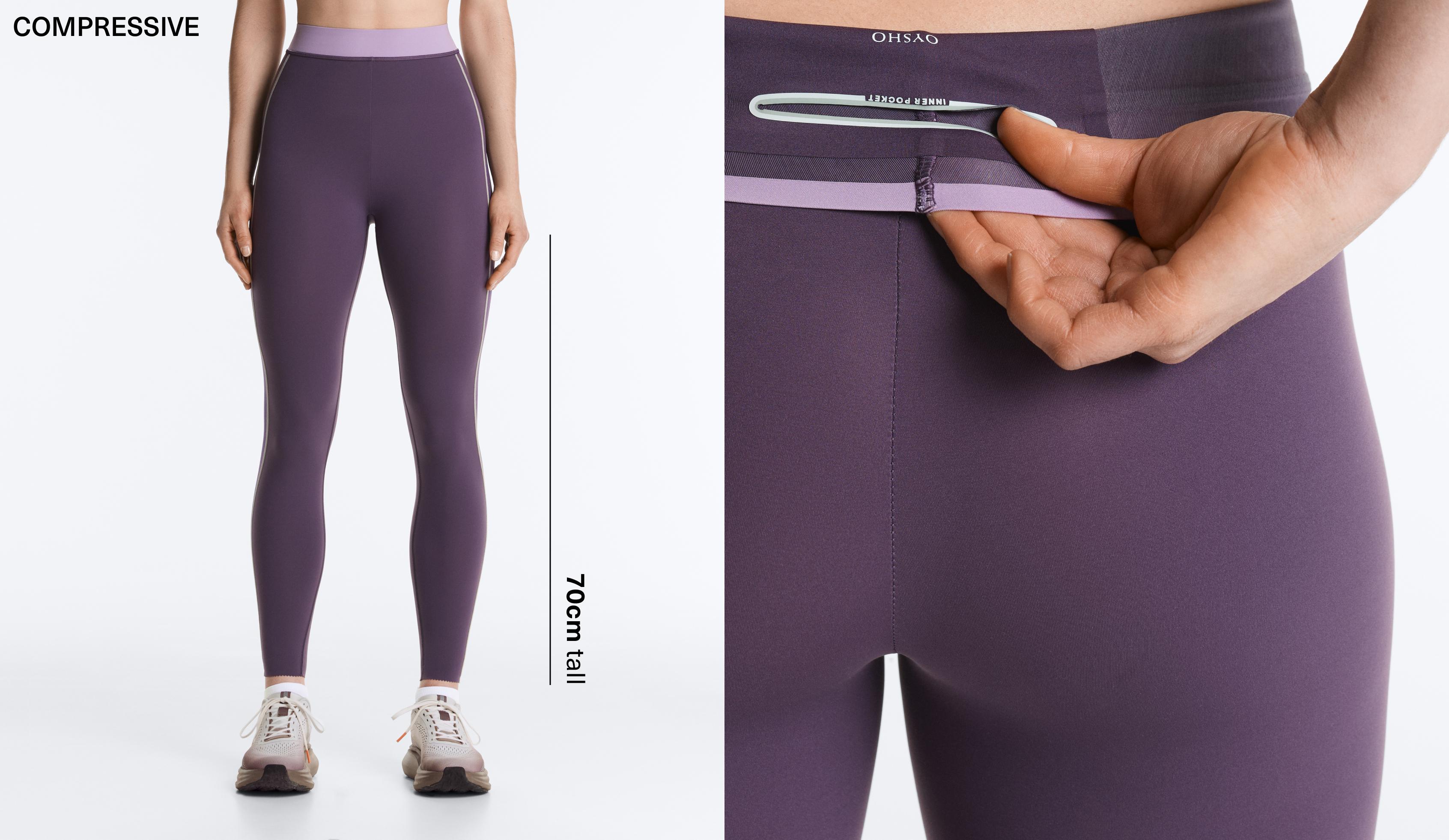 Compressive high rise 70cm ankle-length leggings — WASHED PURPLE