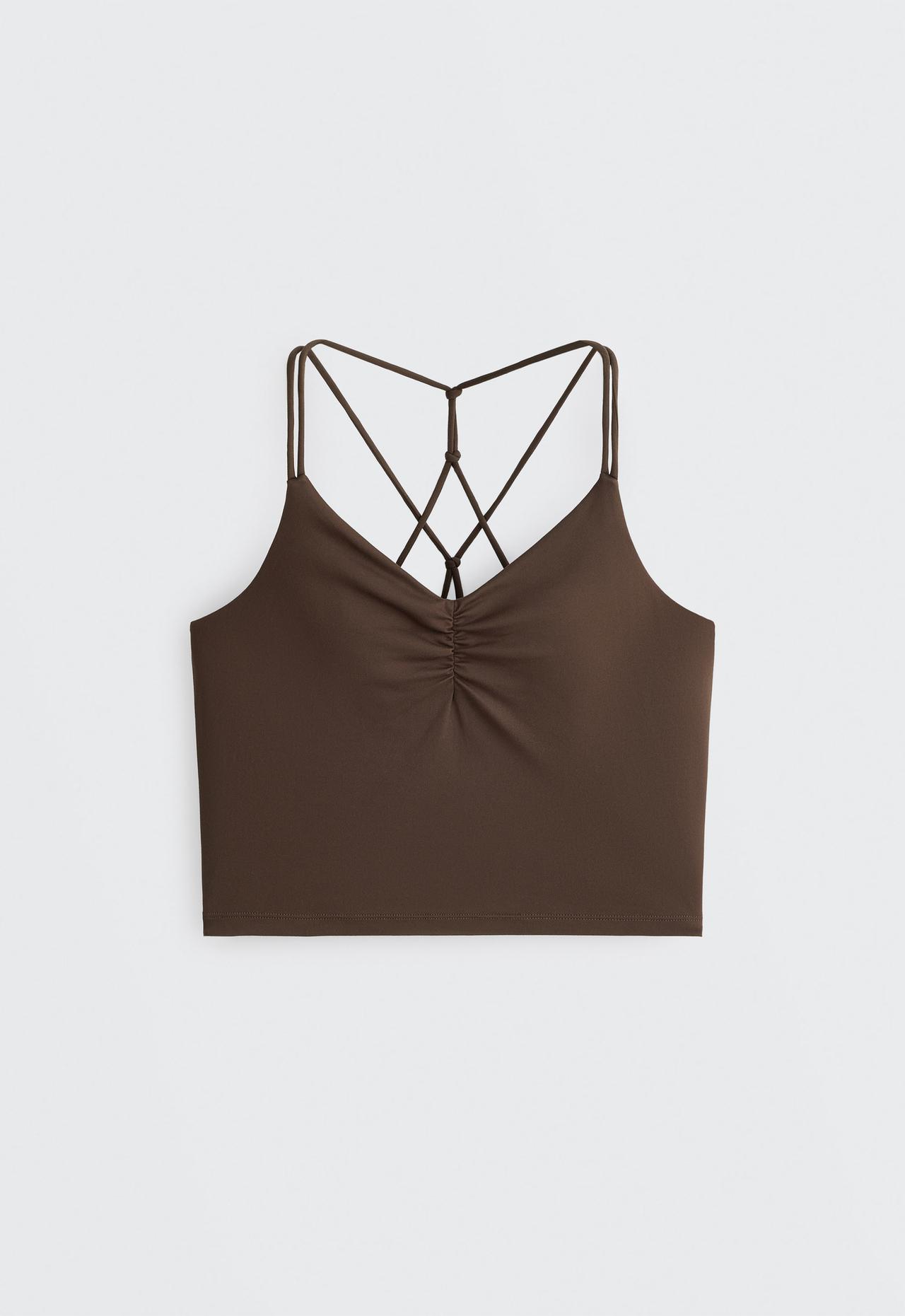 Comfortlux crossed strap tank top — DARK BROWN
