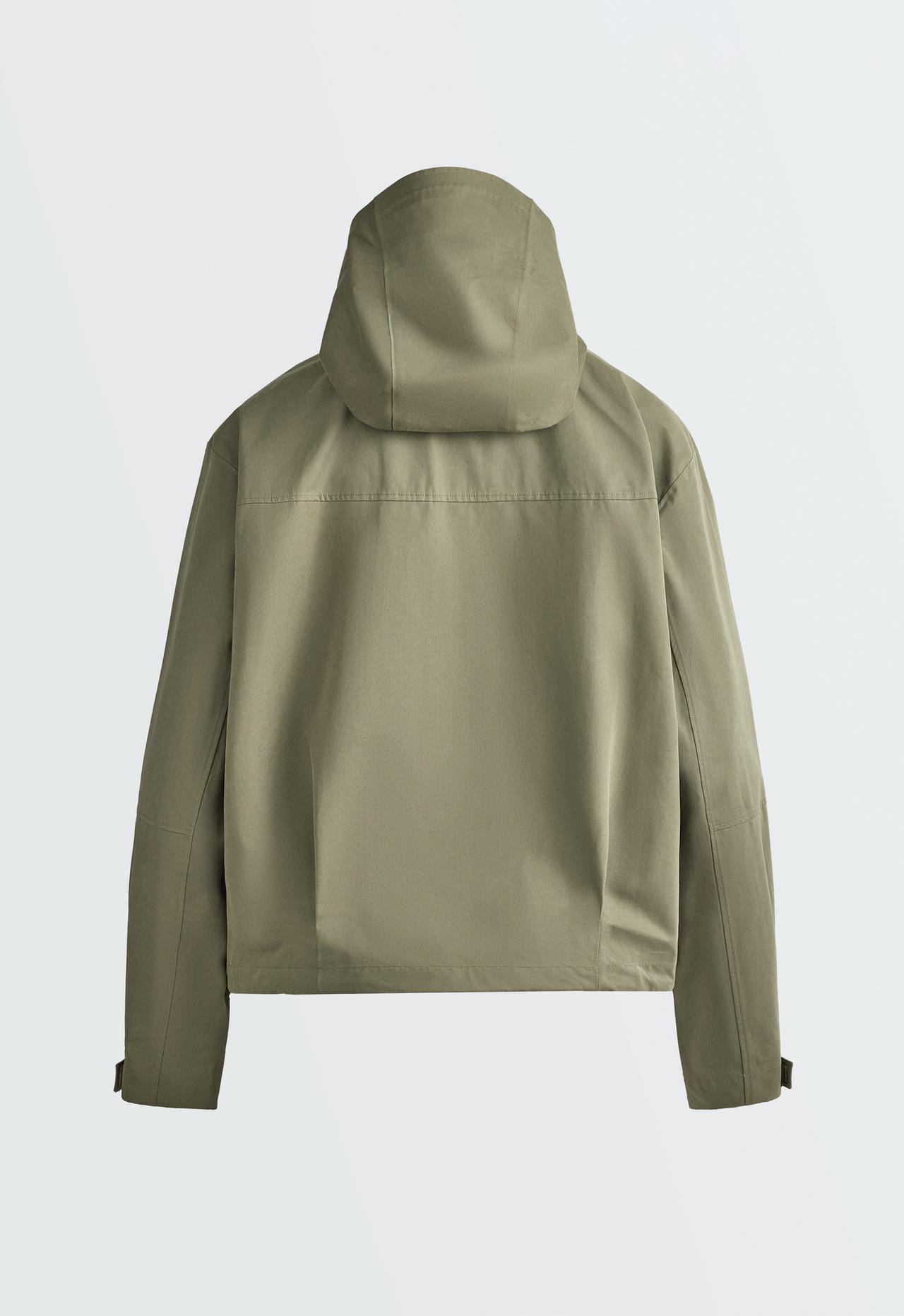 Short 10k waterproof canvas technical jacket — DARK KHAKI