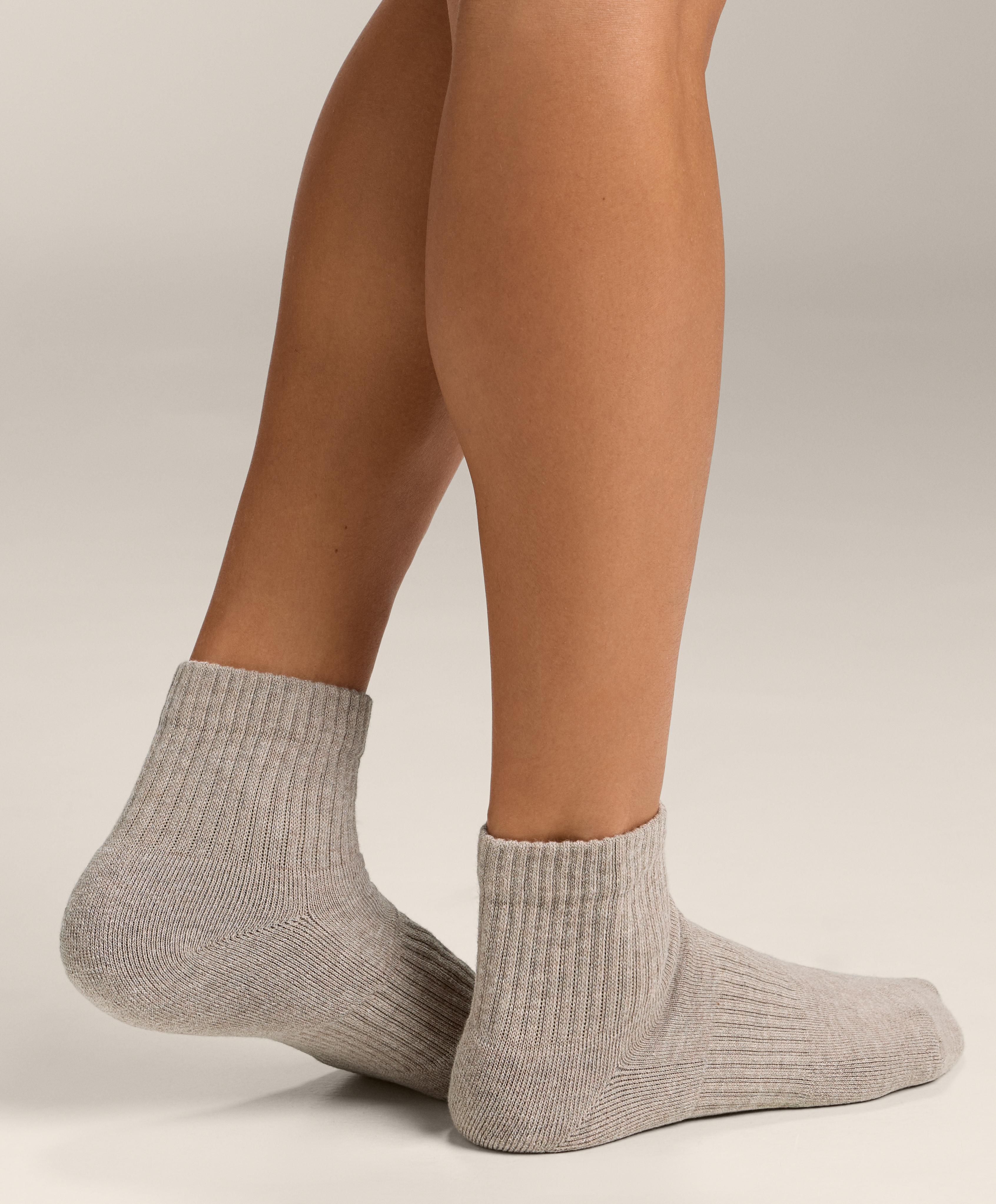 3 pairs of quarter socks with cotton — TAN MELANGE