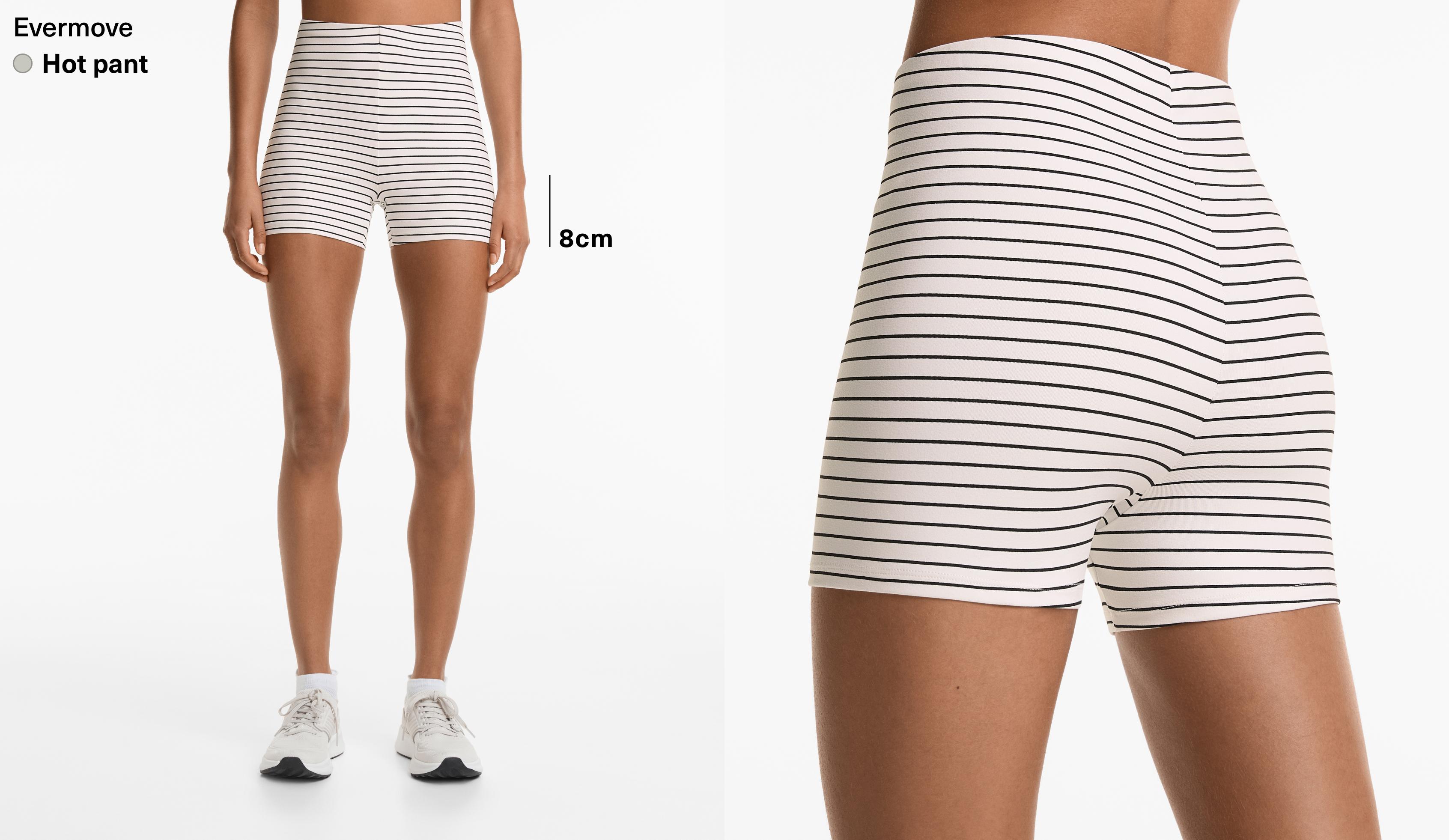 Hot pant high rise rayures Evermove 8 cm - Soldes