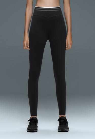Perfect-adapt high-rise V-cut ankle-length leggings with piping — BLACK 3