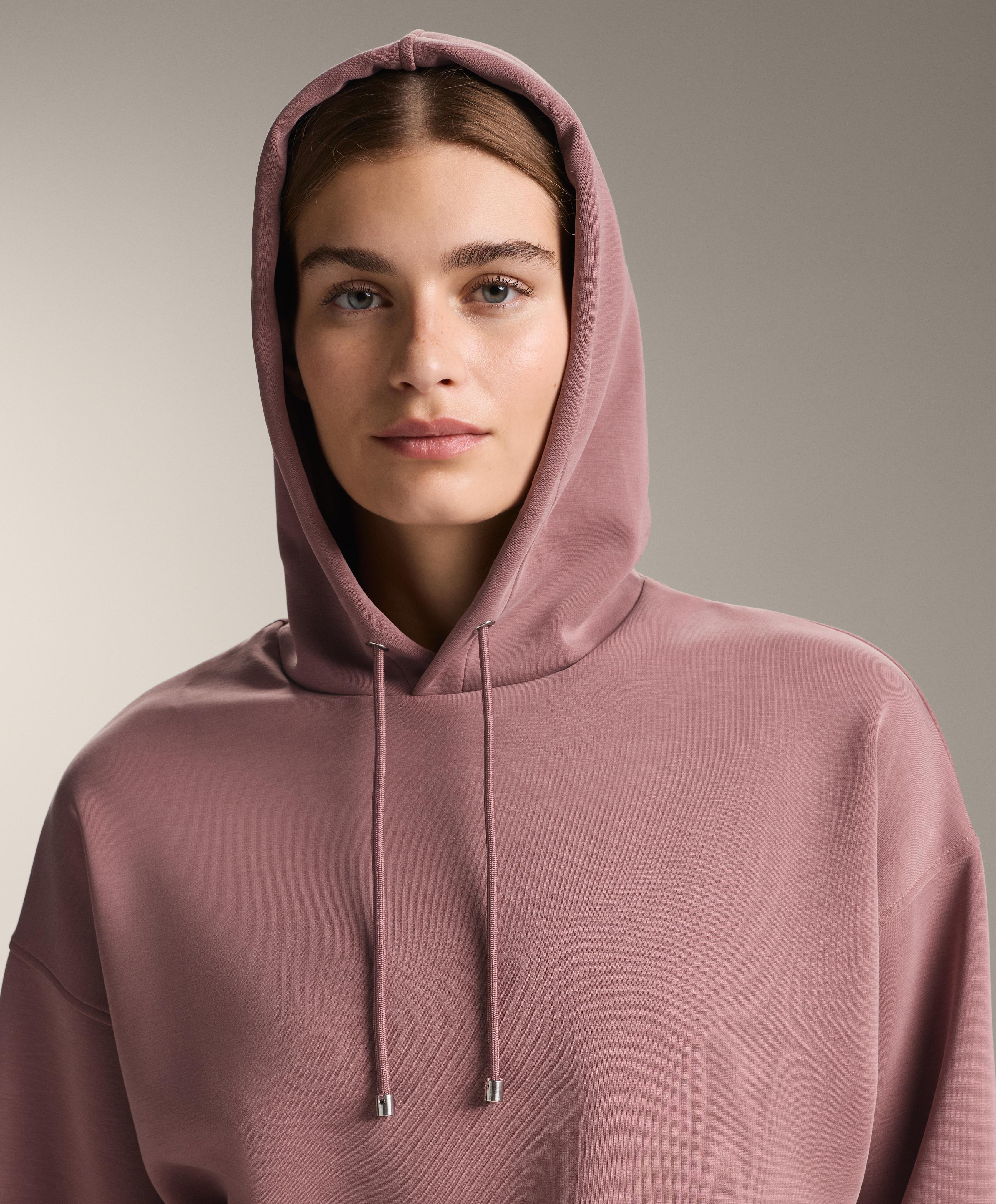 Boxy hoodie with brushed modal — PINK-MAUVE