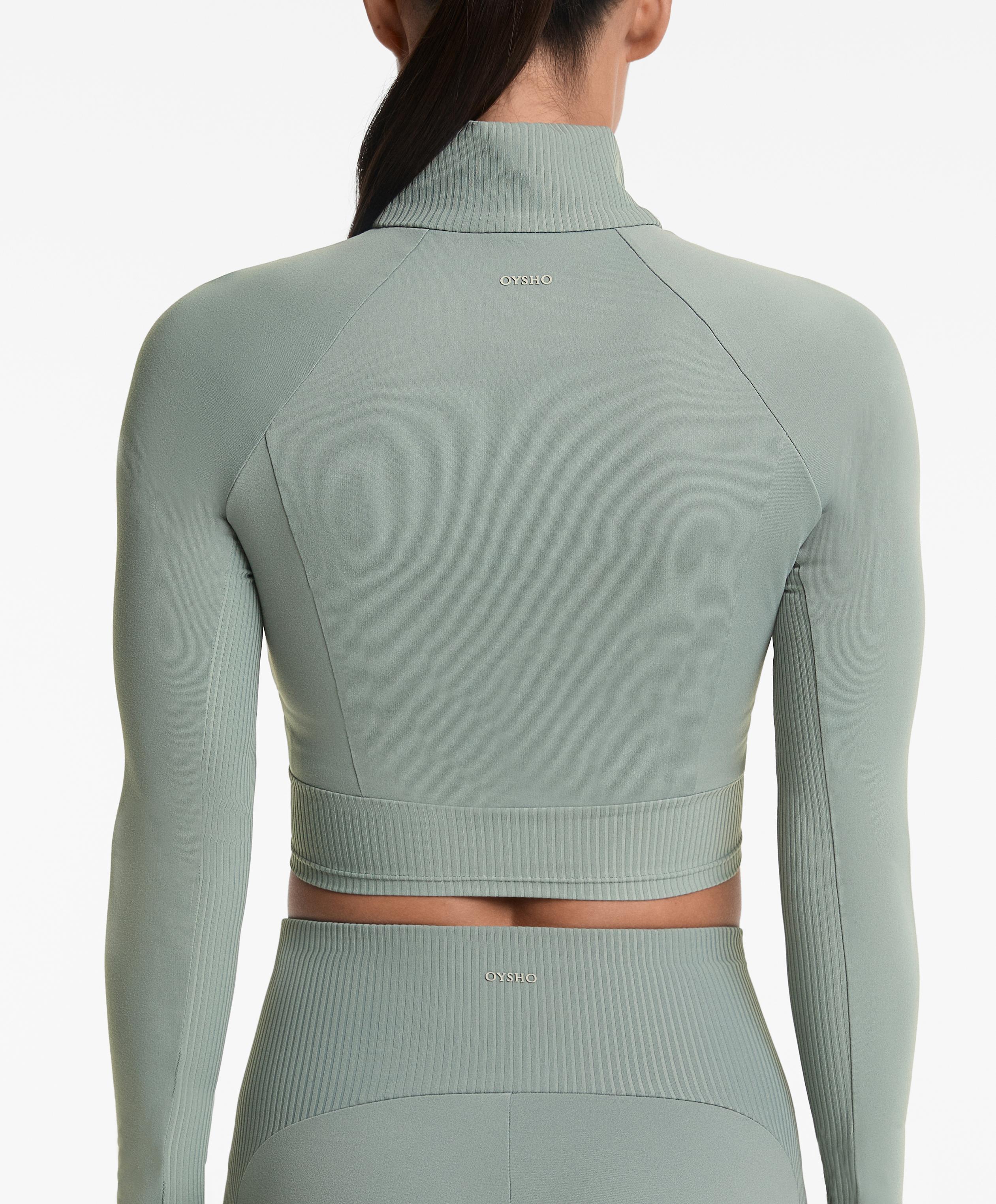 Comfortlux rib long-sleeved crop T-shirt with zip - Sale