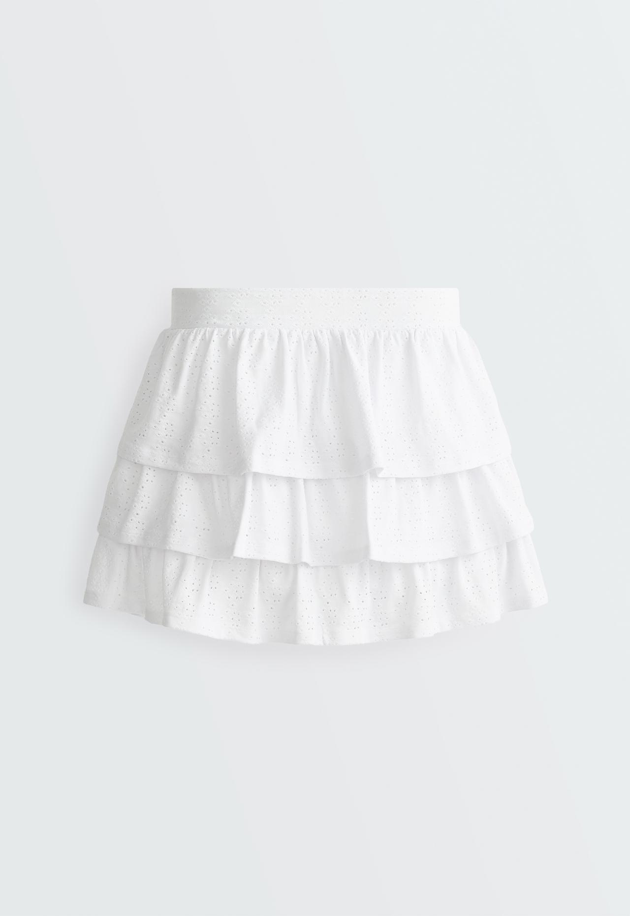 Comfortlux embroidered short skirt — WHITE