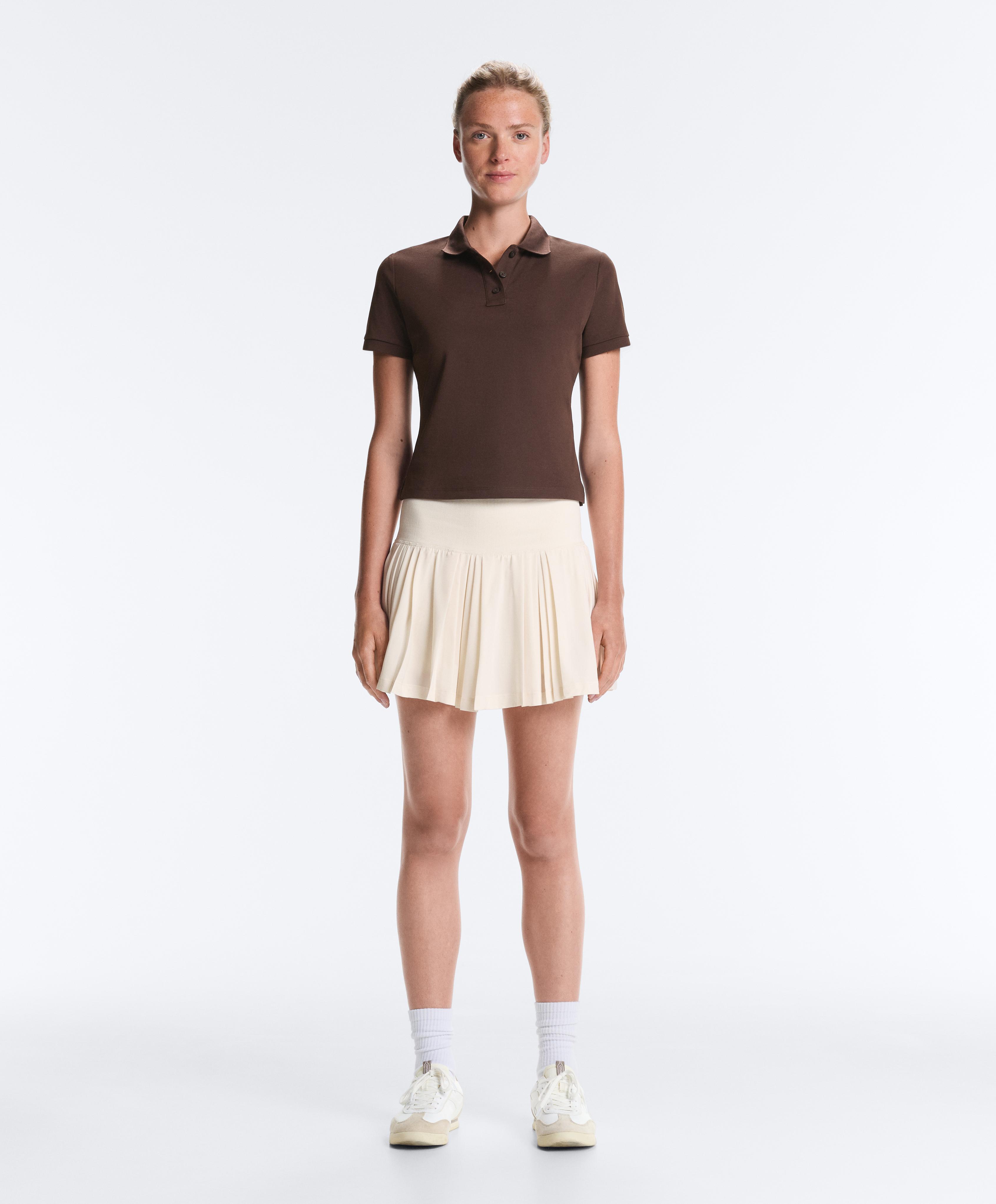Pleated high-rise seamless short skirt — PALE ECRU