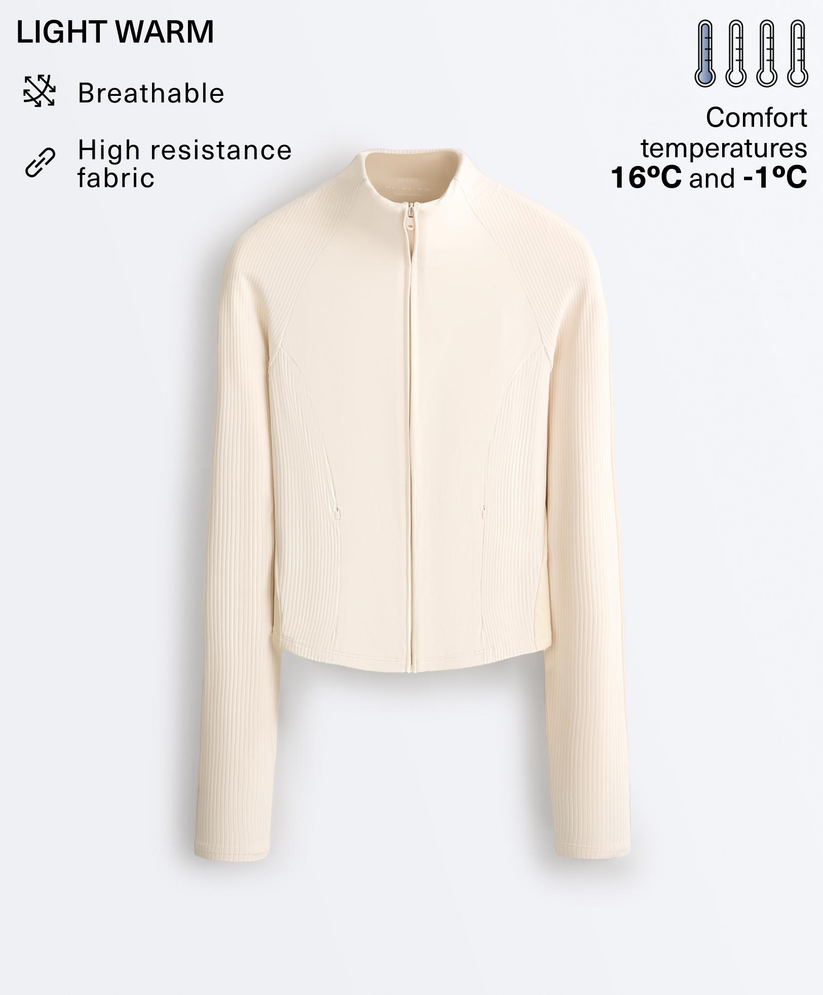 Light warm rib technical jacket — ECRU