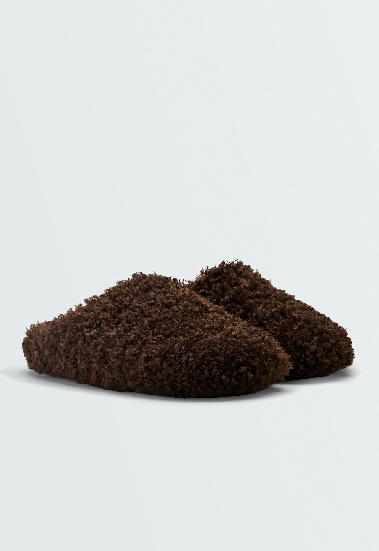 Warm faux-shearling-effect clog — BROWN