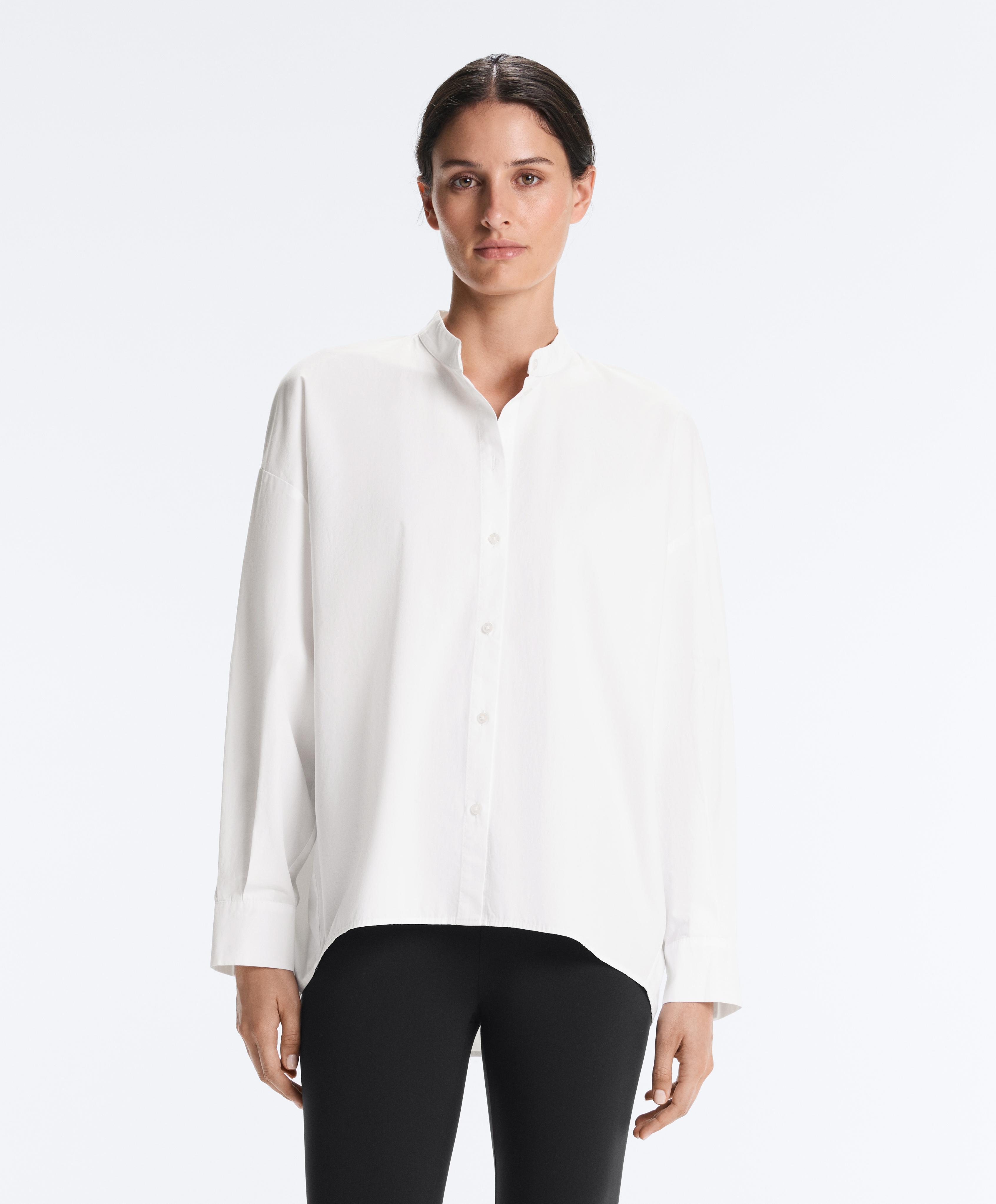 100% cotton stand-up collar shirt — WHITE 