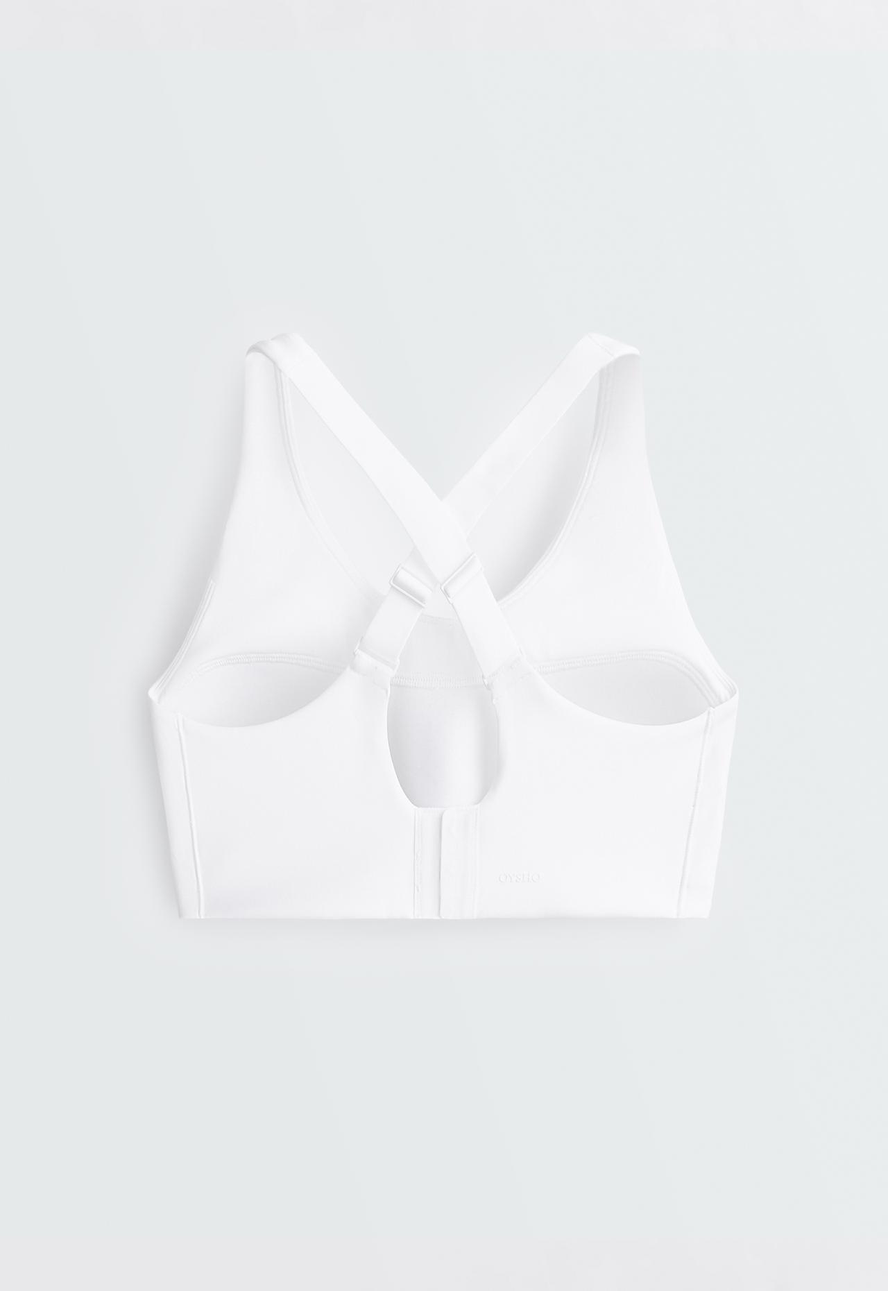 High-support Compressive sports bra with crossover back — WHITE 