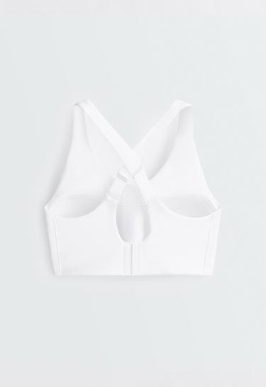 High-support Compressive sports bra with crossover back — WHITE  7