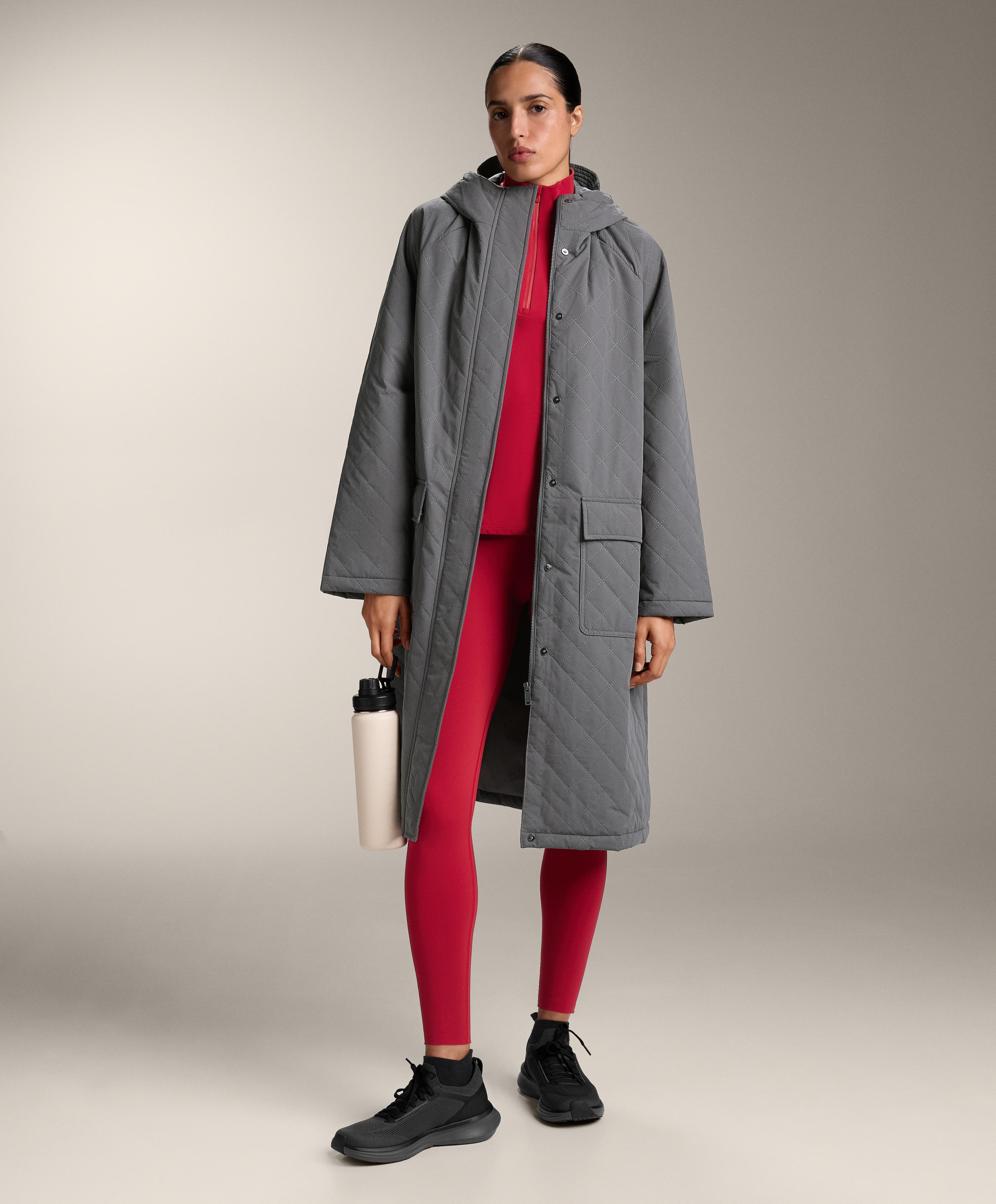 Thermal base layer half-zip top — RED