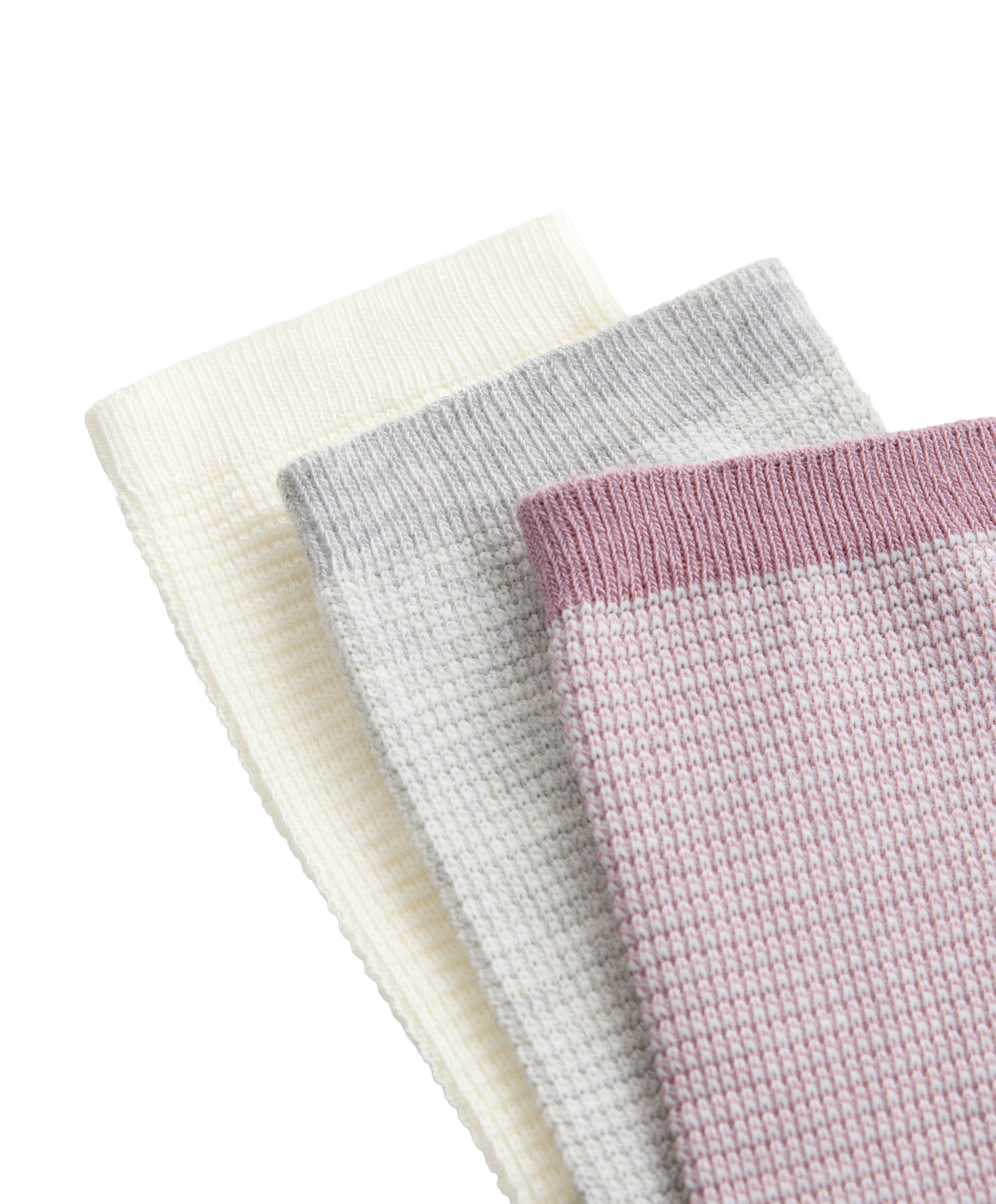 3 pairs of classic cotton textured socks — PINK-MAUVE