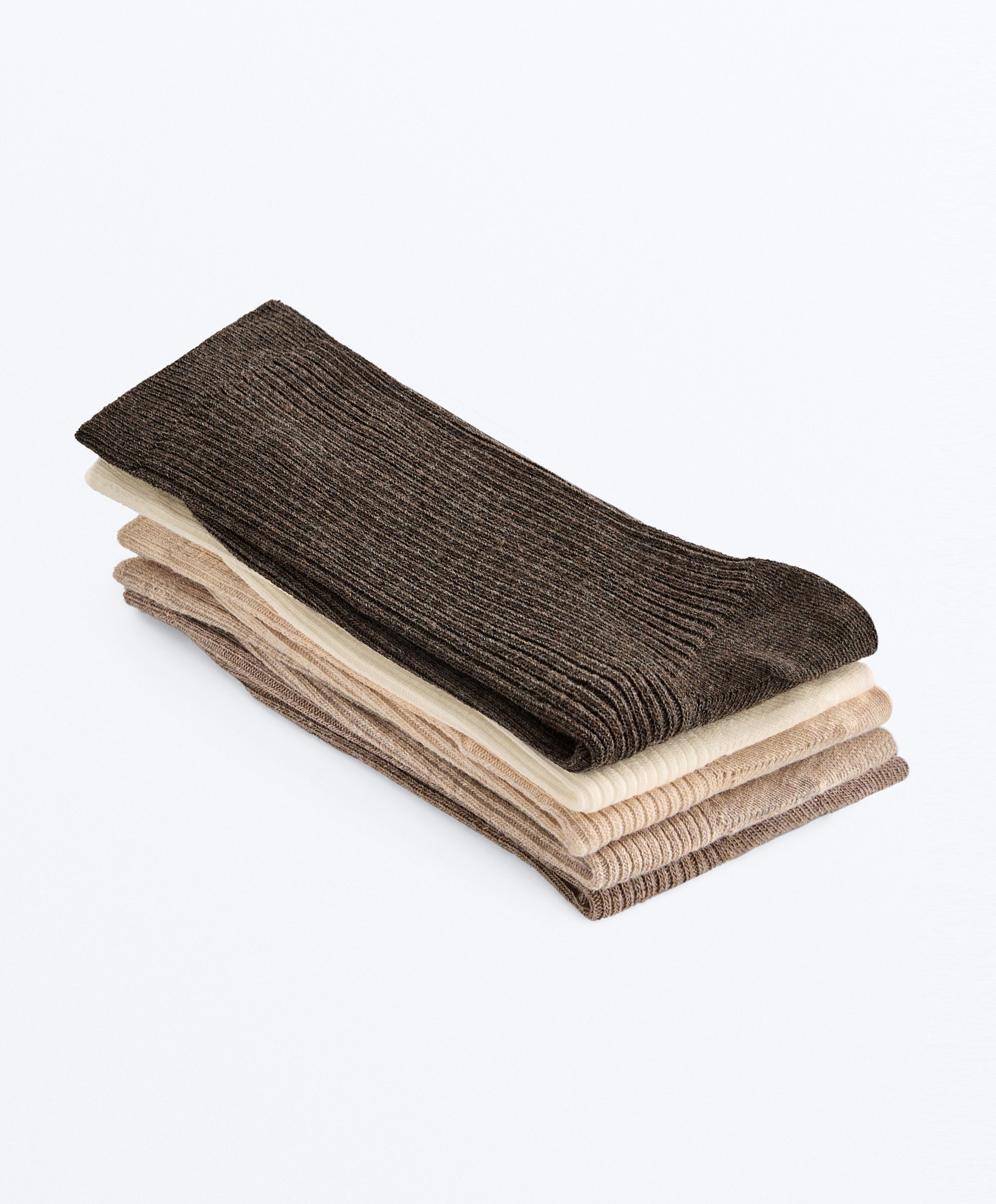 5 pairs of classic socks with cotton — SAND MELANGE