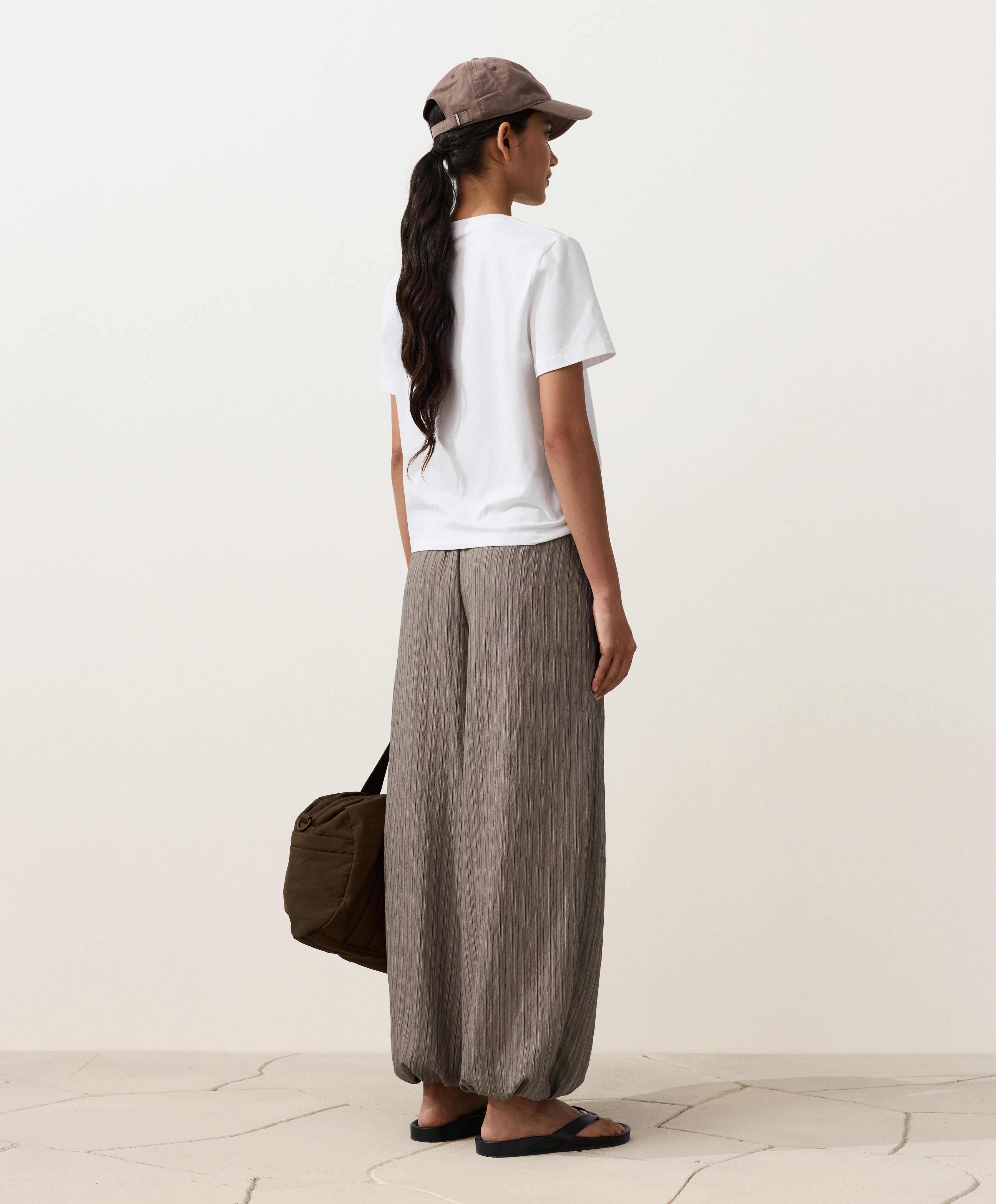 Modal blend striped bloomer trousers — CHARCOAL GREY