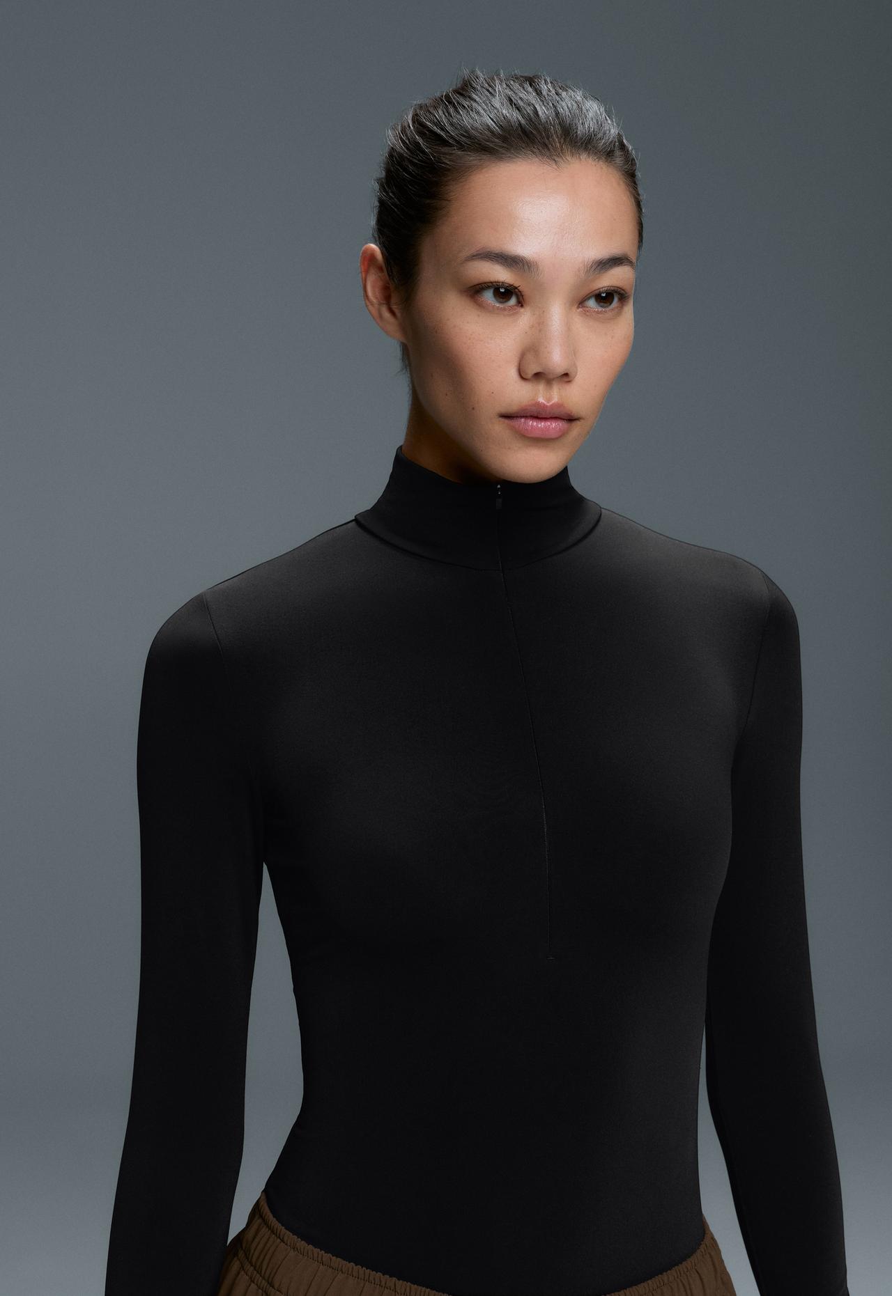 Thermal Base layer half-zip body — BLACK