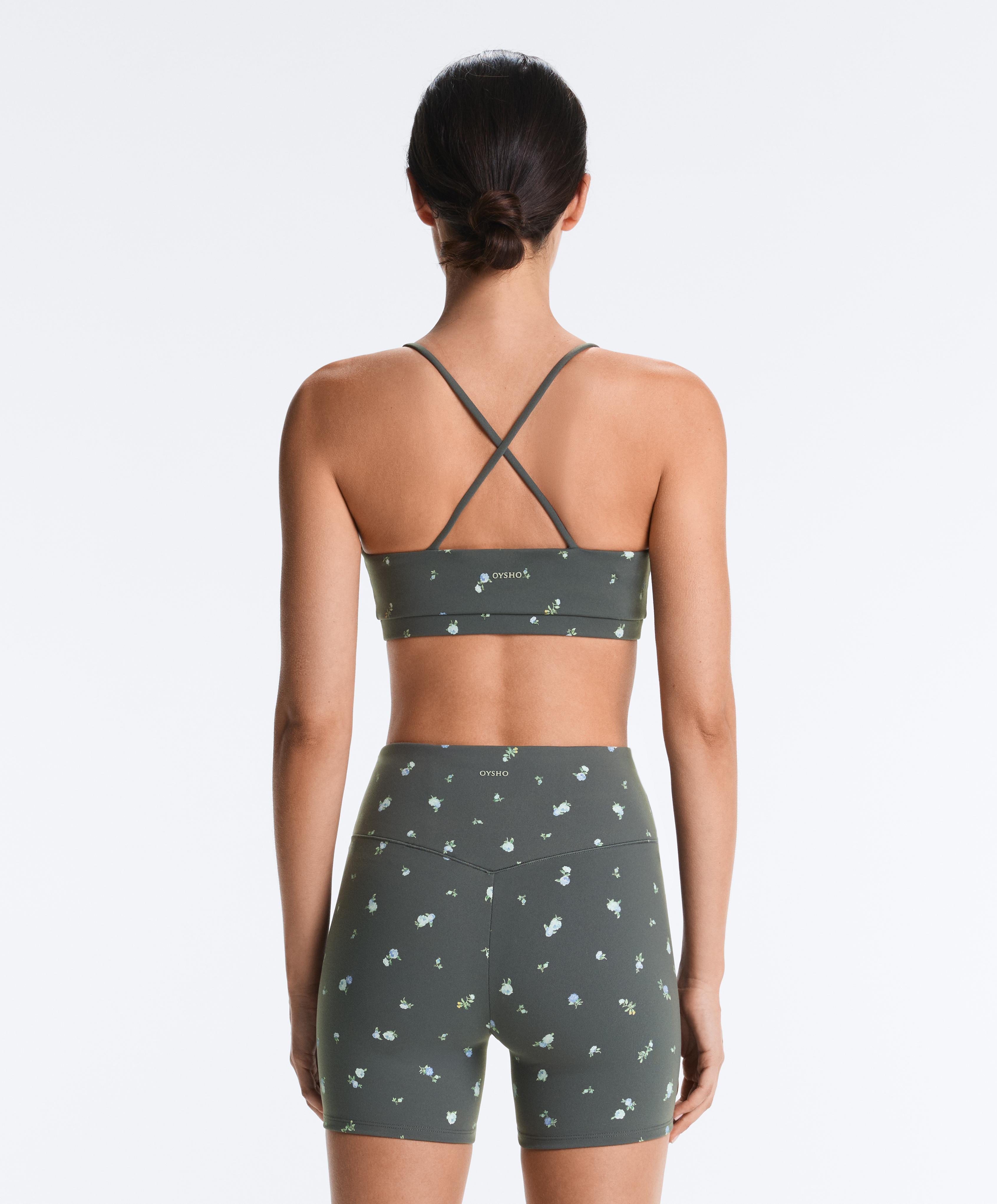 Evermove low-support floral sports bra — STEEL GREY
