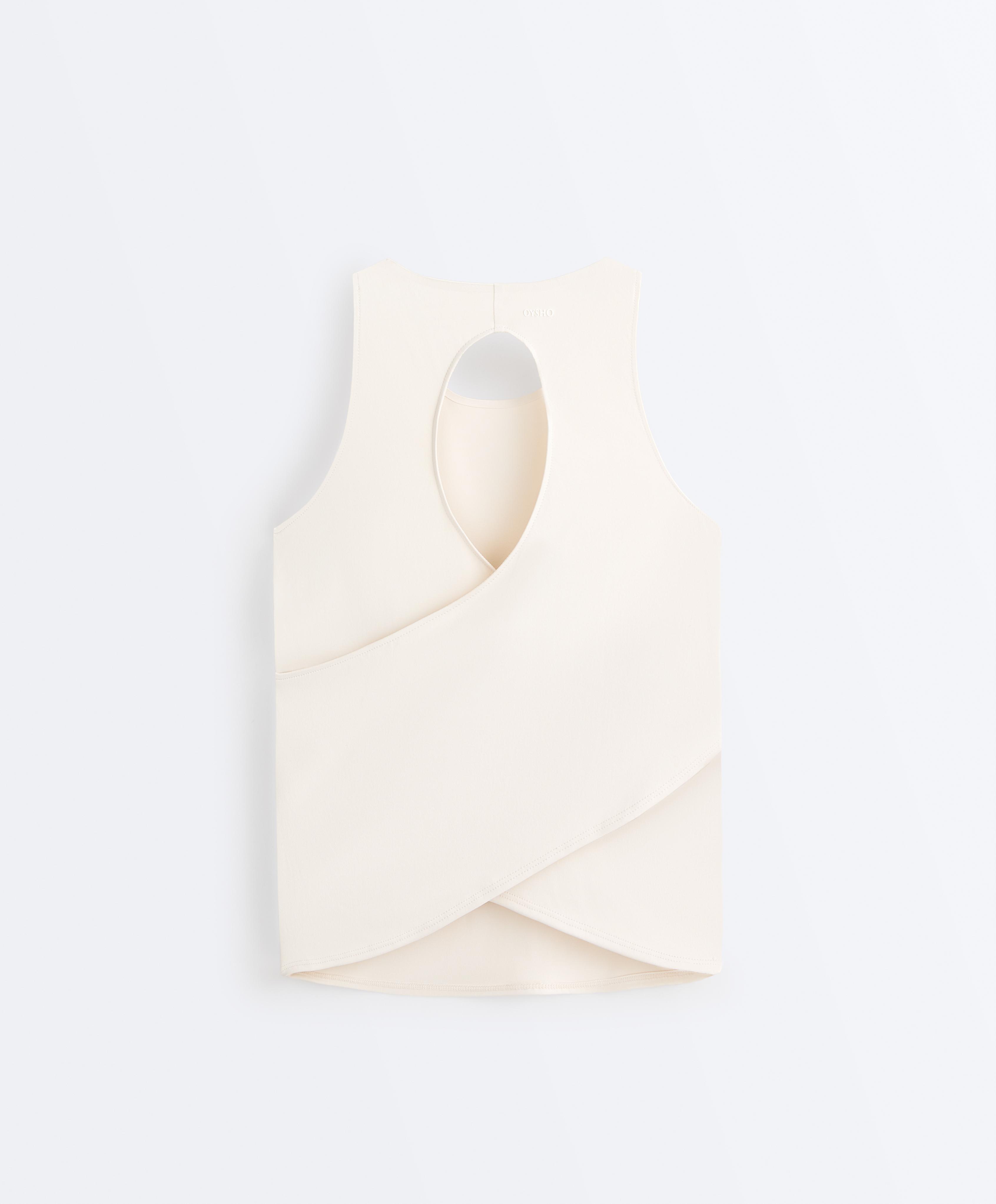 Comfortlux cross-back T-shirt — PALE ECRU