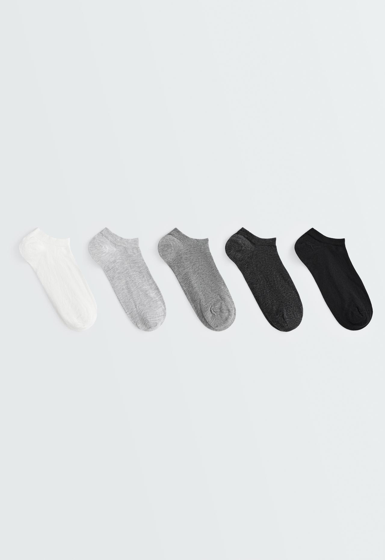 5 pairs of cotton blend sneaker socks — DARK GREY