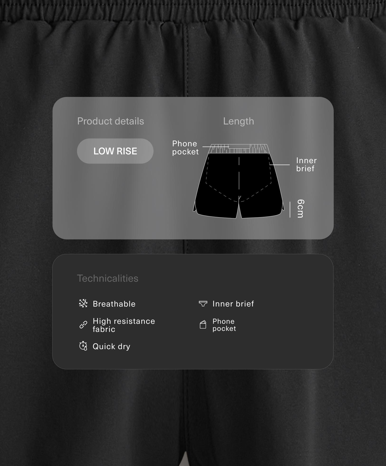 Shorts técnicos low rise 6 cm Shorts técnicos low rise 6 cm