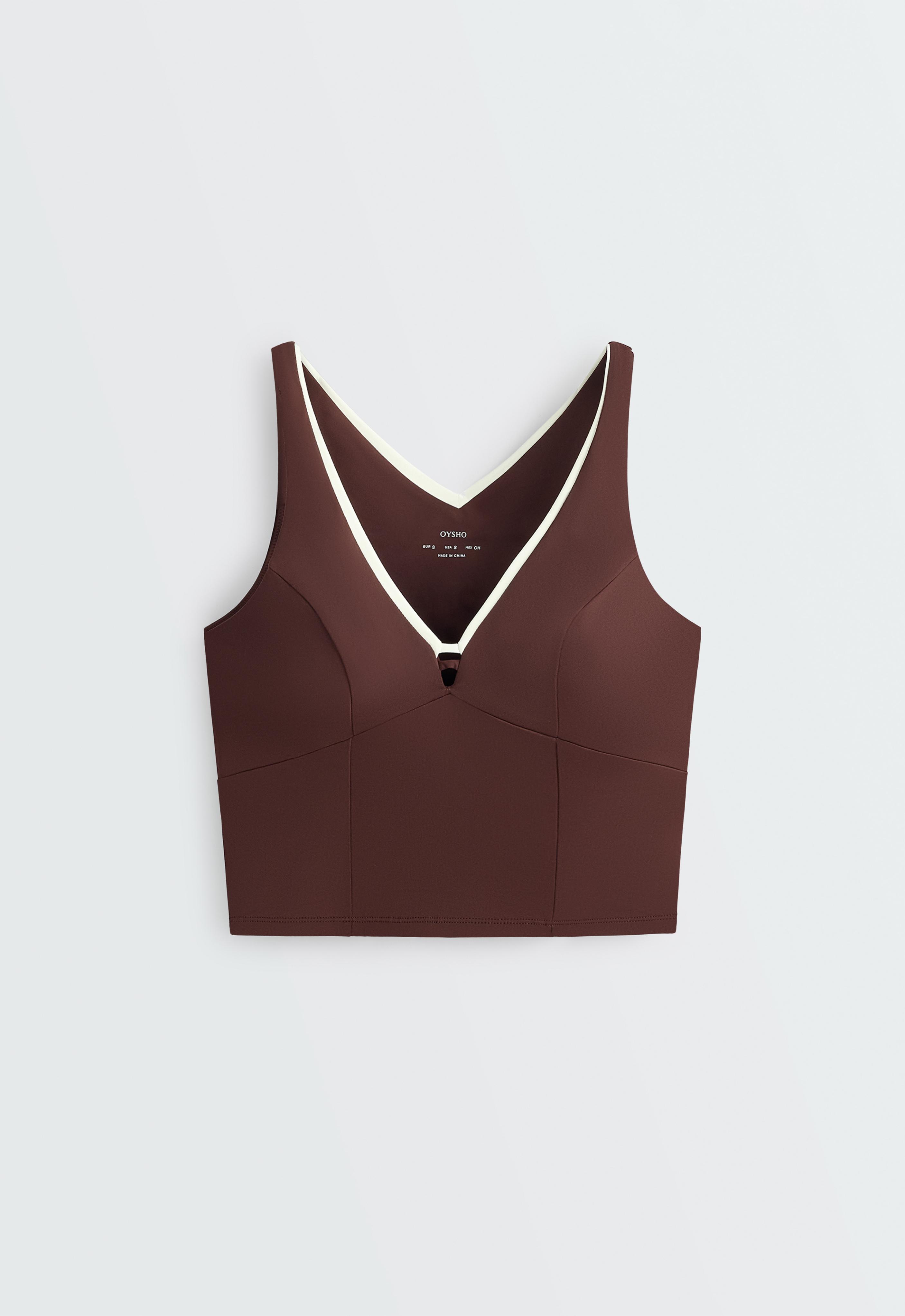 Comfortlux V-neck strappy tank top — CHOCOLATE