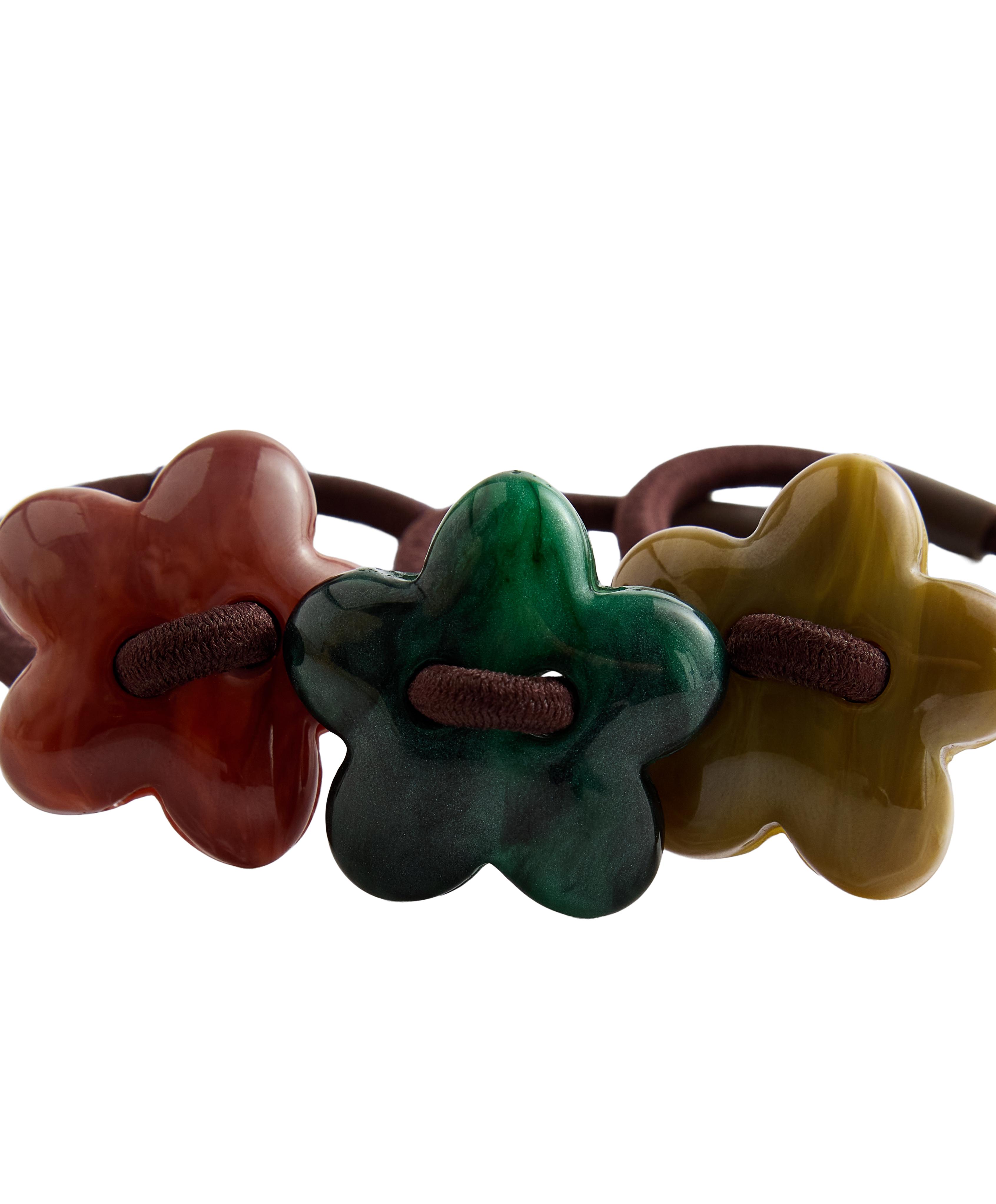 3 flower detail scrunchies — CHESTNUT