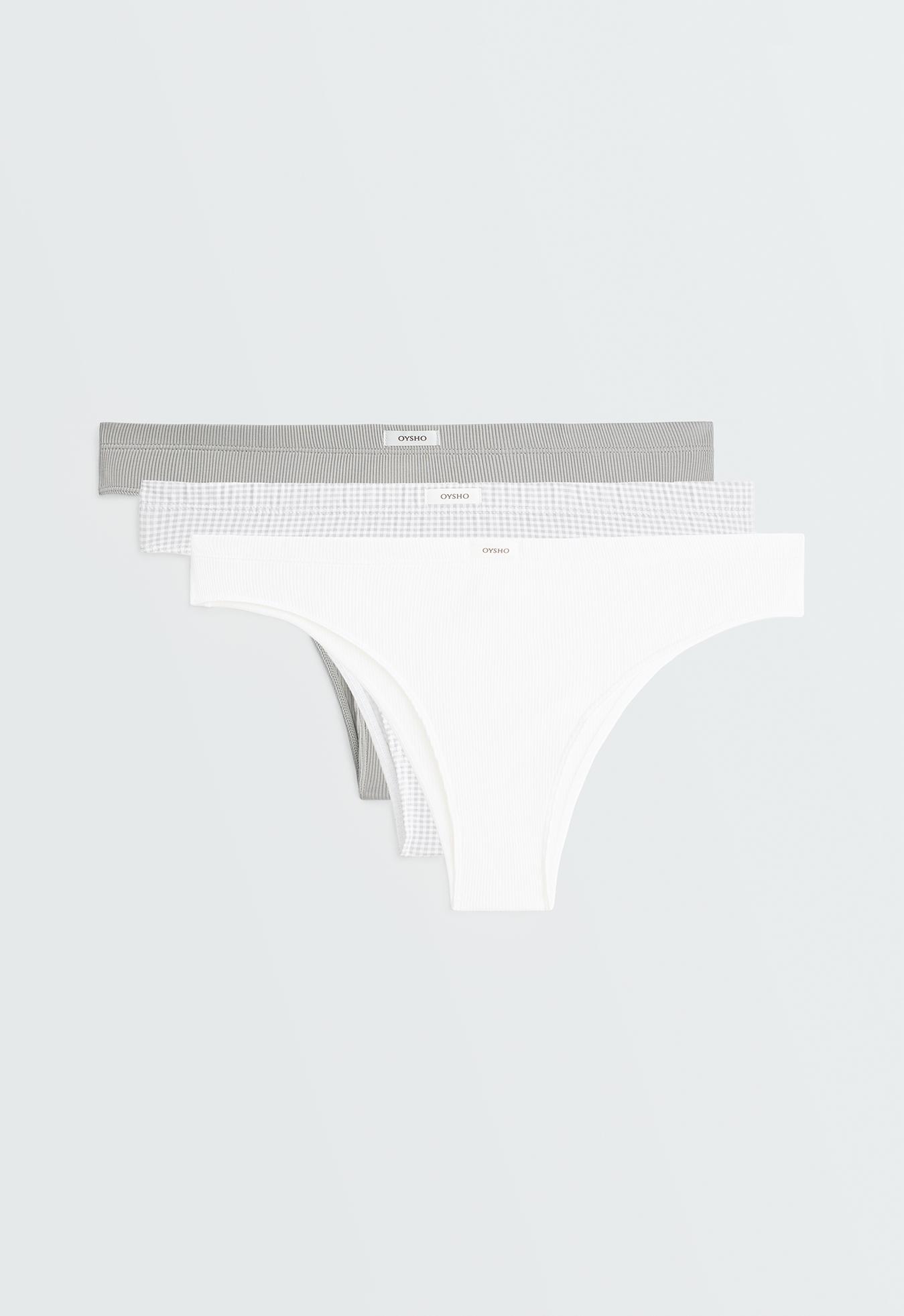 3 cotton blend Brazilian briefs — PALE GREY
