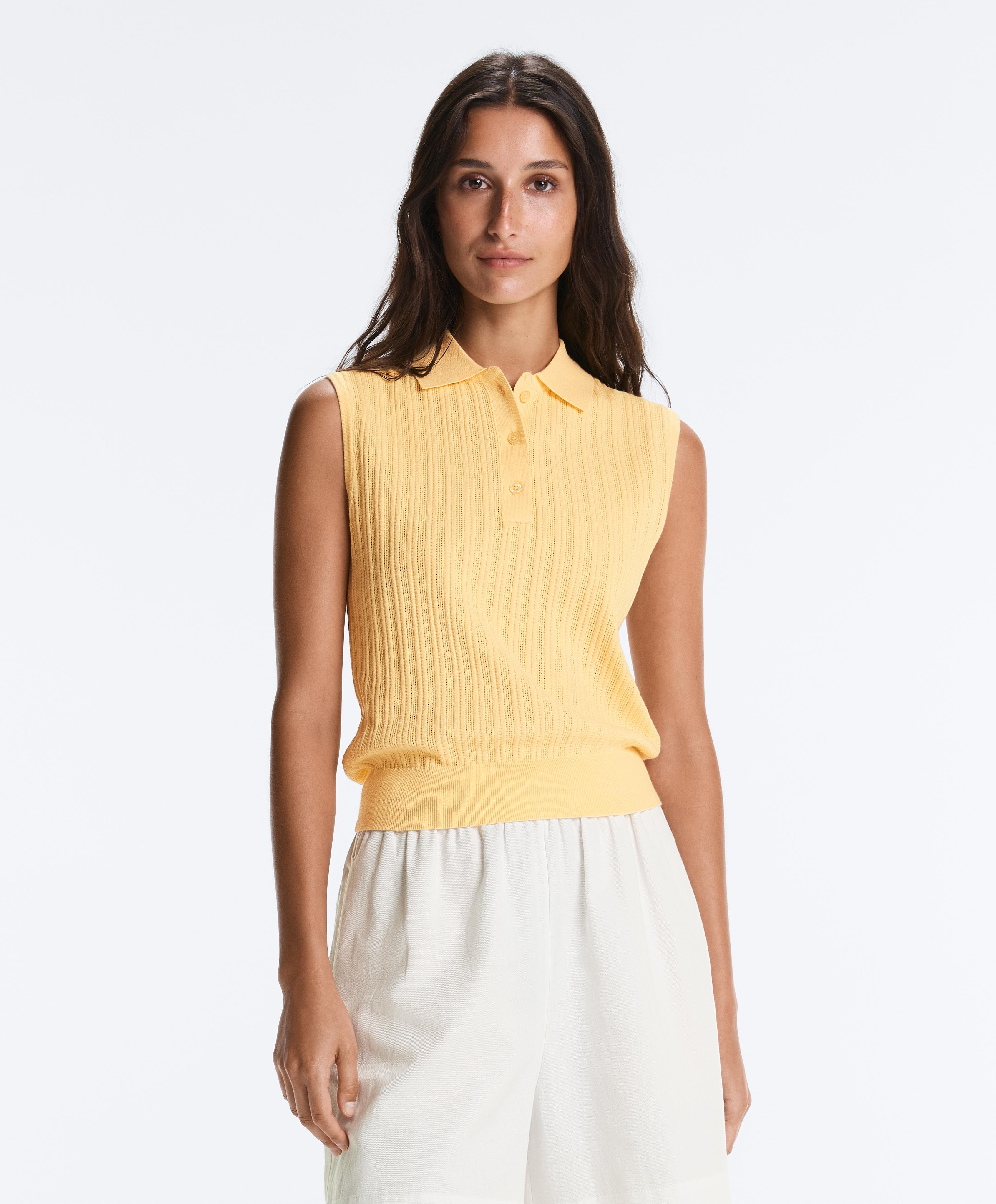Sleeveless open knit jumper — MID-YELLOW
