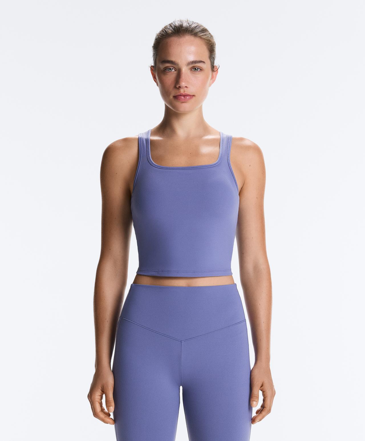 Evermove tank top with square neckline, neck — BLUEBERRY