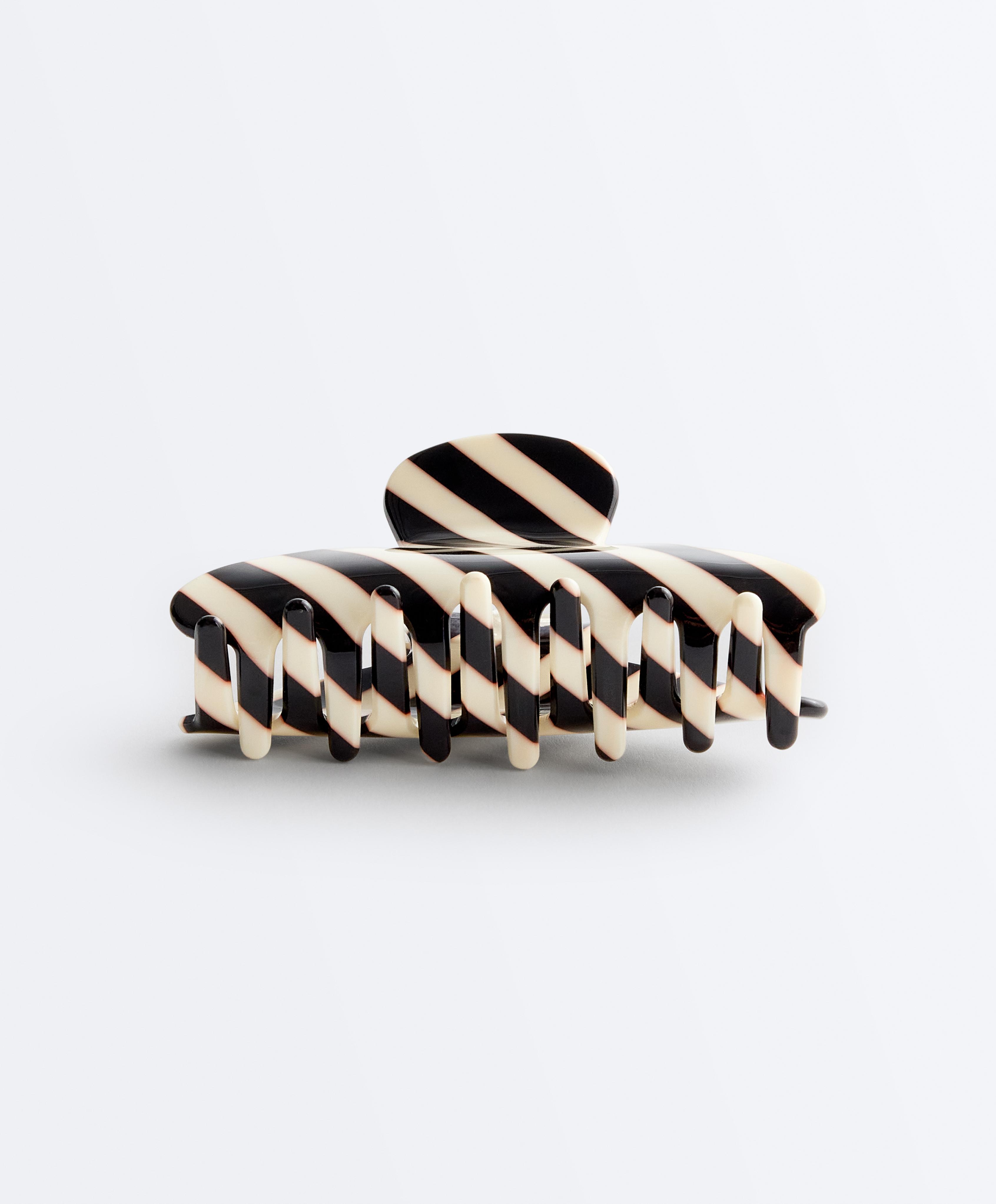 Large striped hair claw — PALE CANDY
