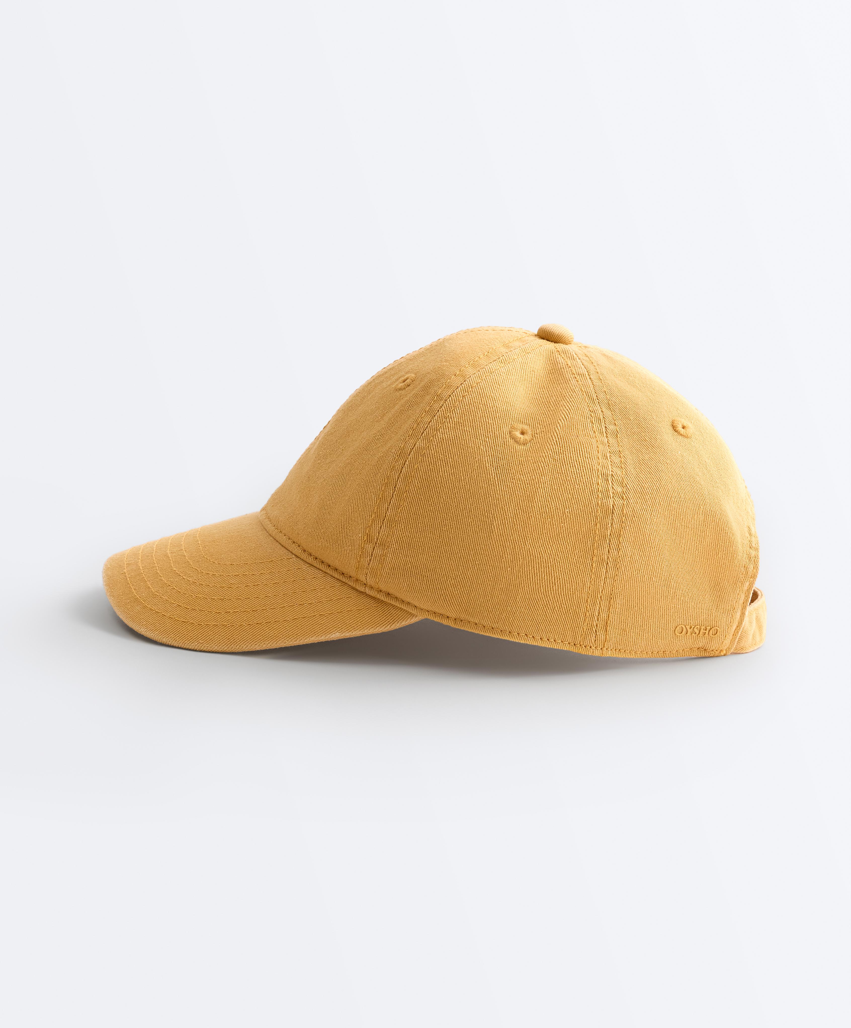 Washed-effect 100% cotton cap — MUSTARD