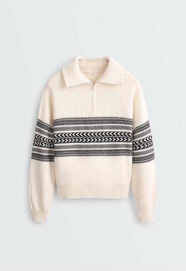100% cotton Jacquard knit jumper — ECRU 5