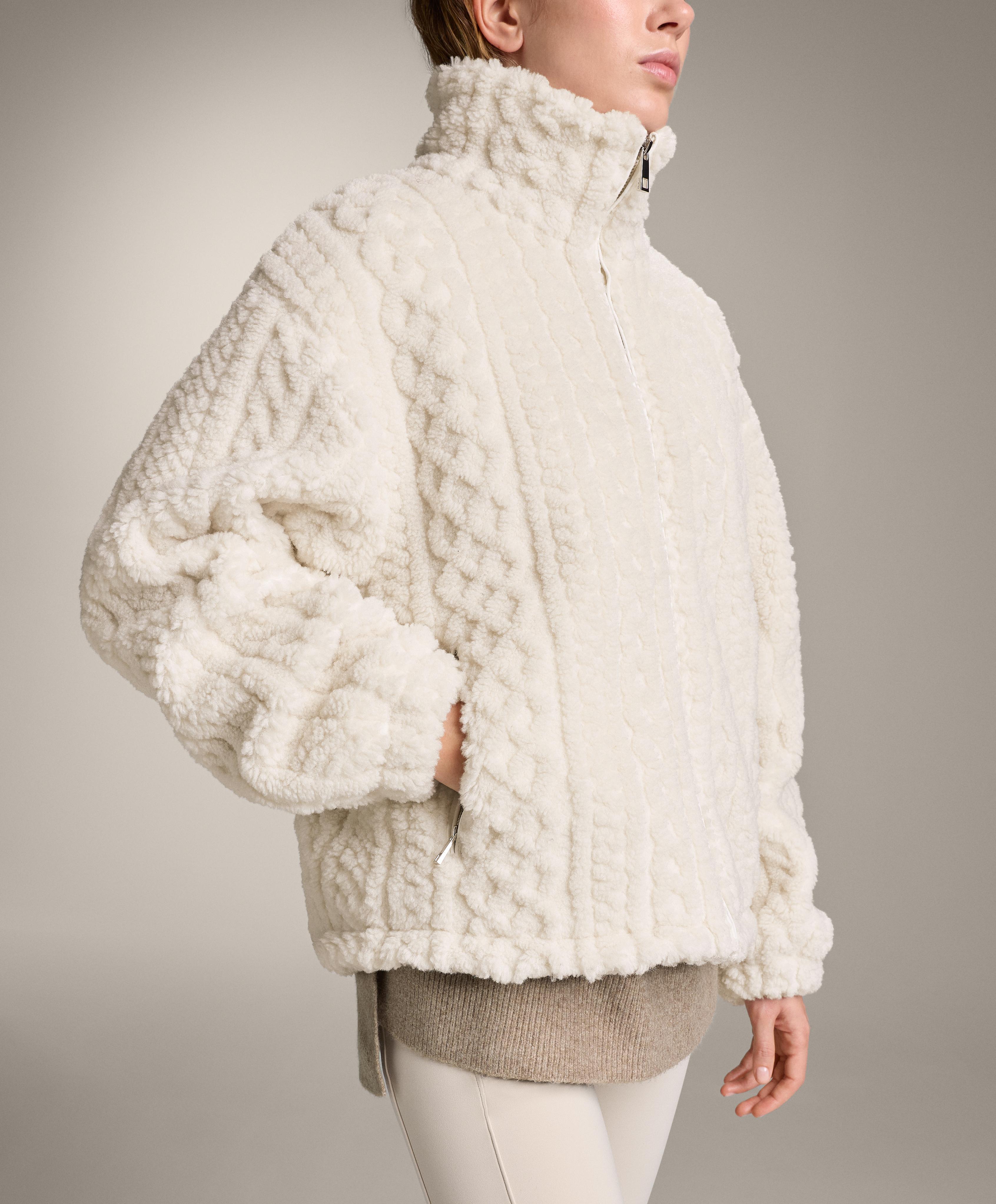 Cable-knit faux-shearling jacket — ECRU