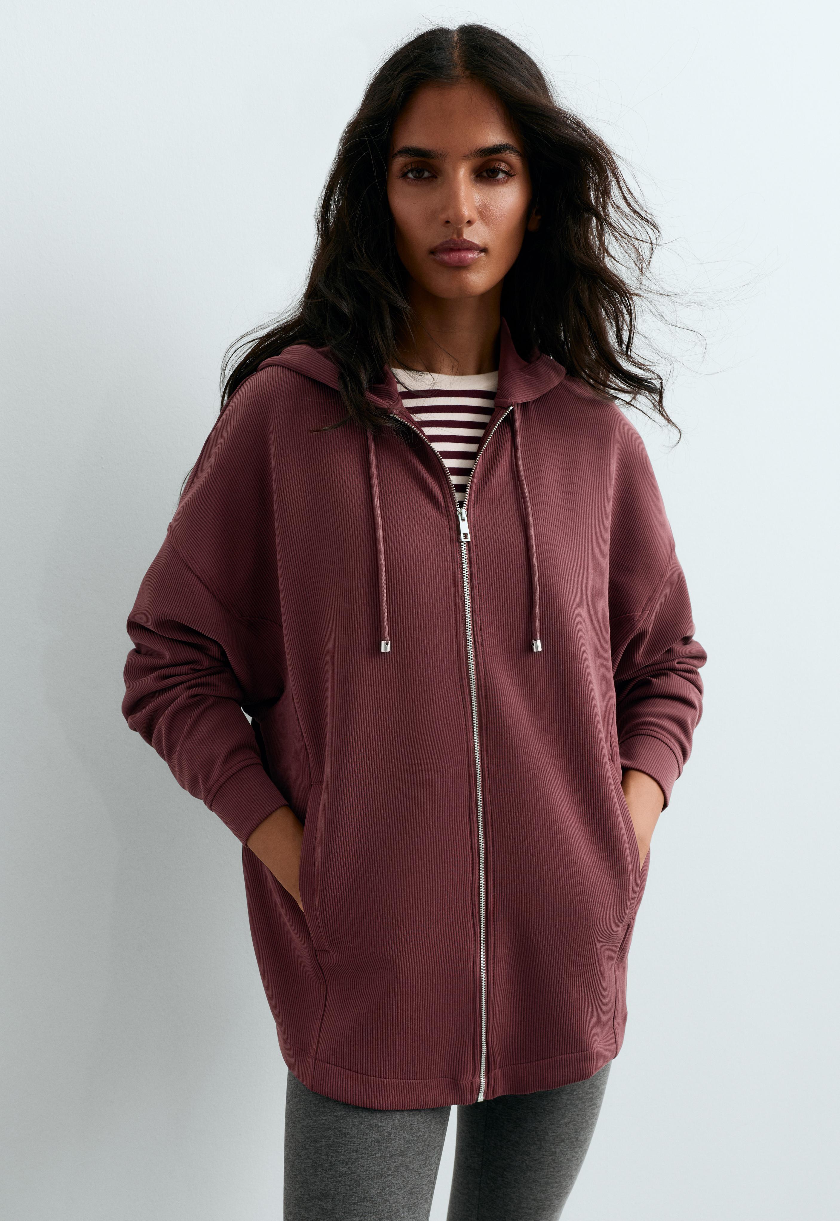 Oversize soft touch modal jacket with rib trim