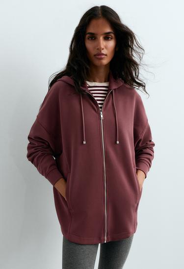 Oversize rib jacket with soft-touch modal — BURGUNDY 3
