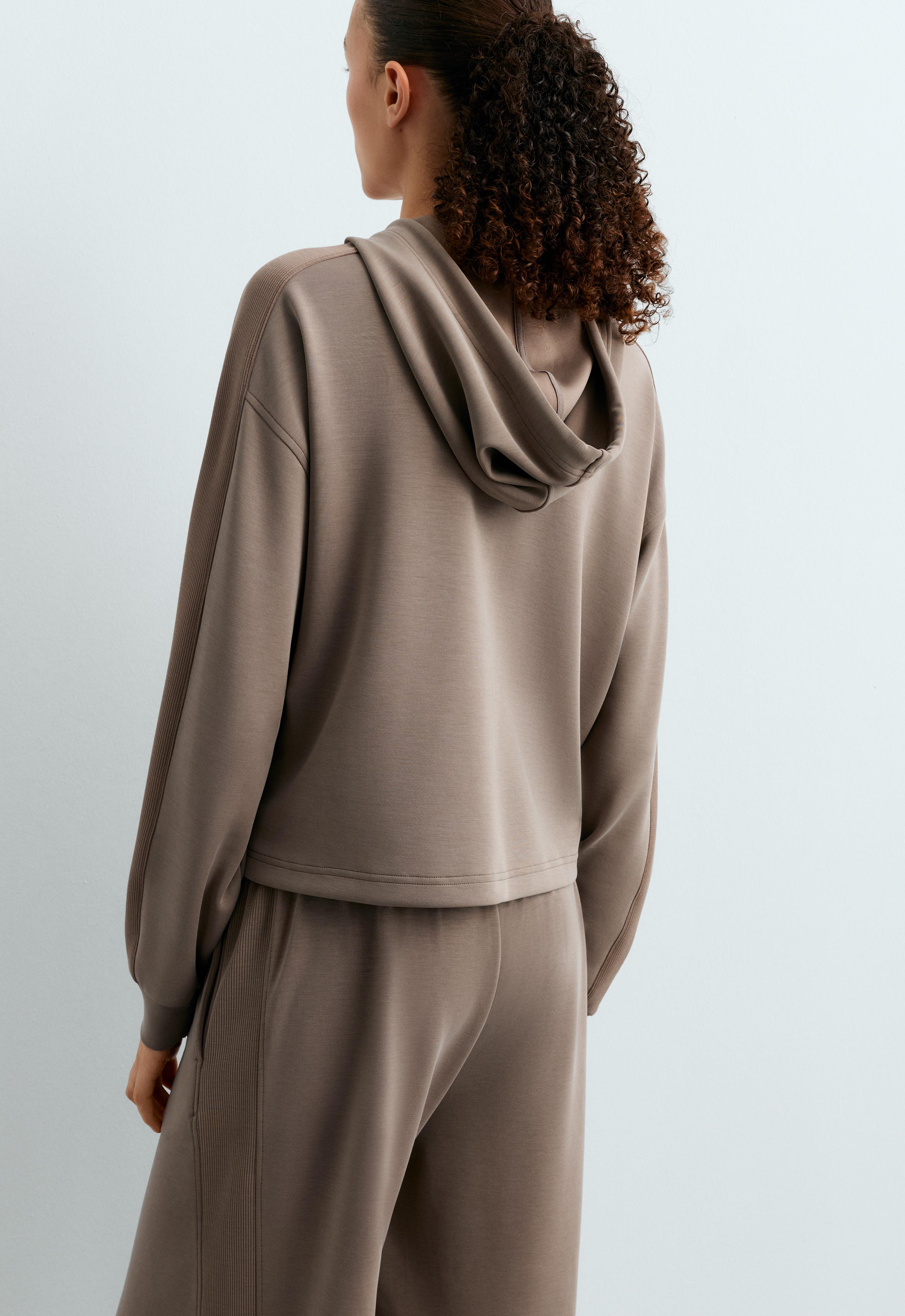 Short hooded jacket with modal — MINK