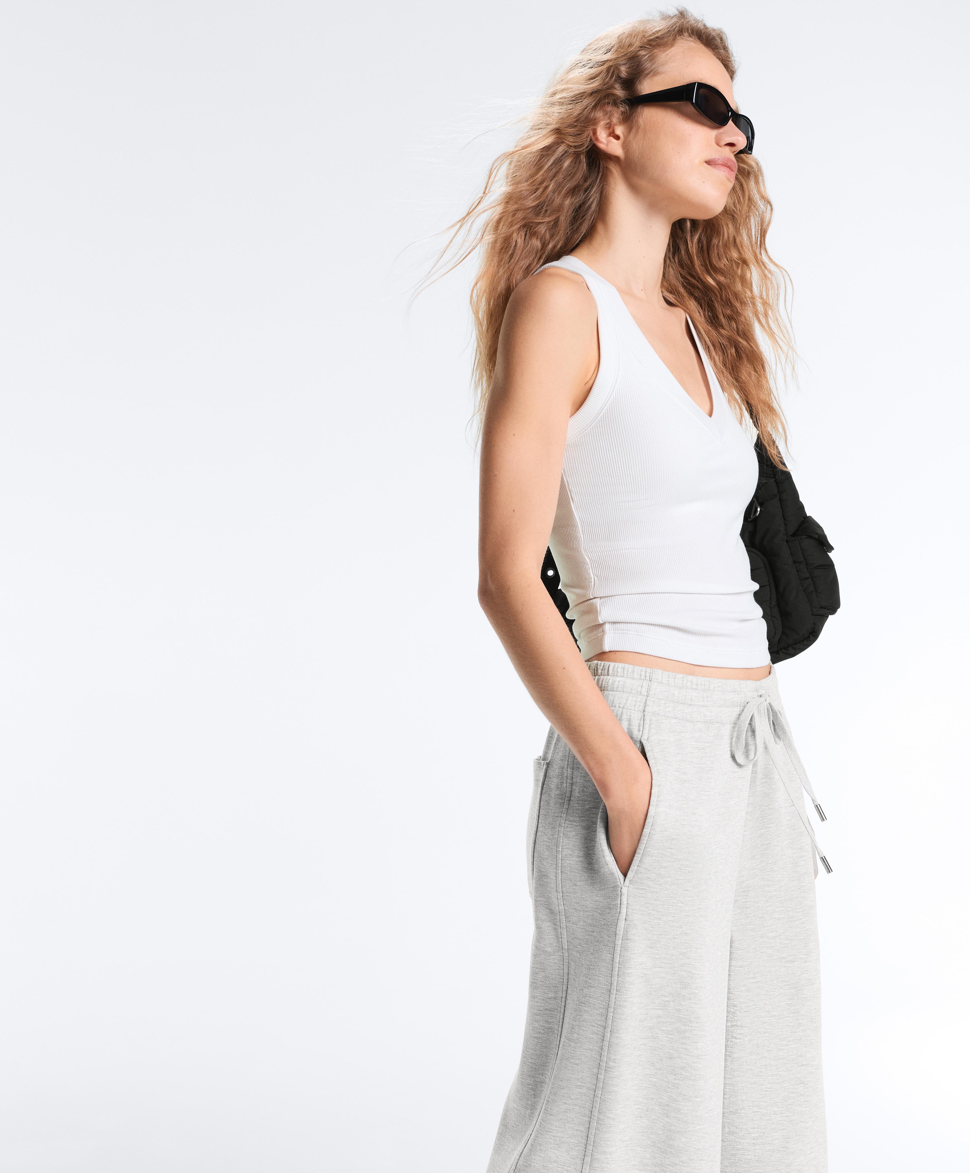 Rib modal blend tank top — WHITE
