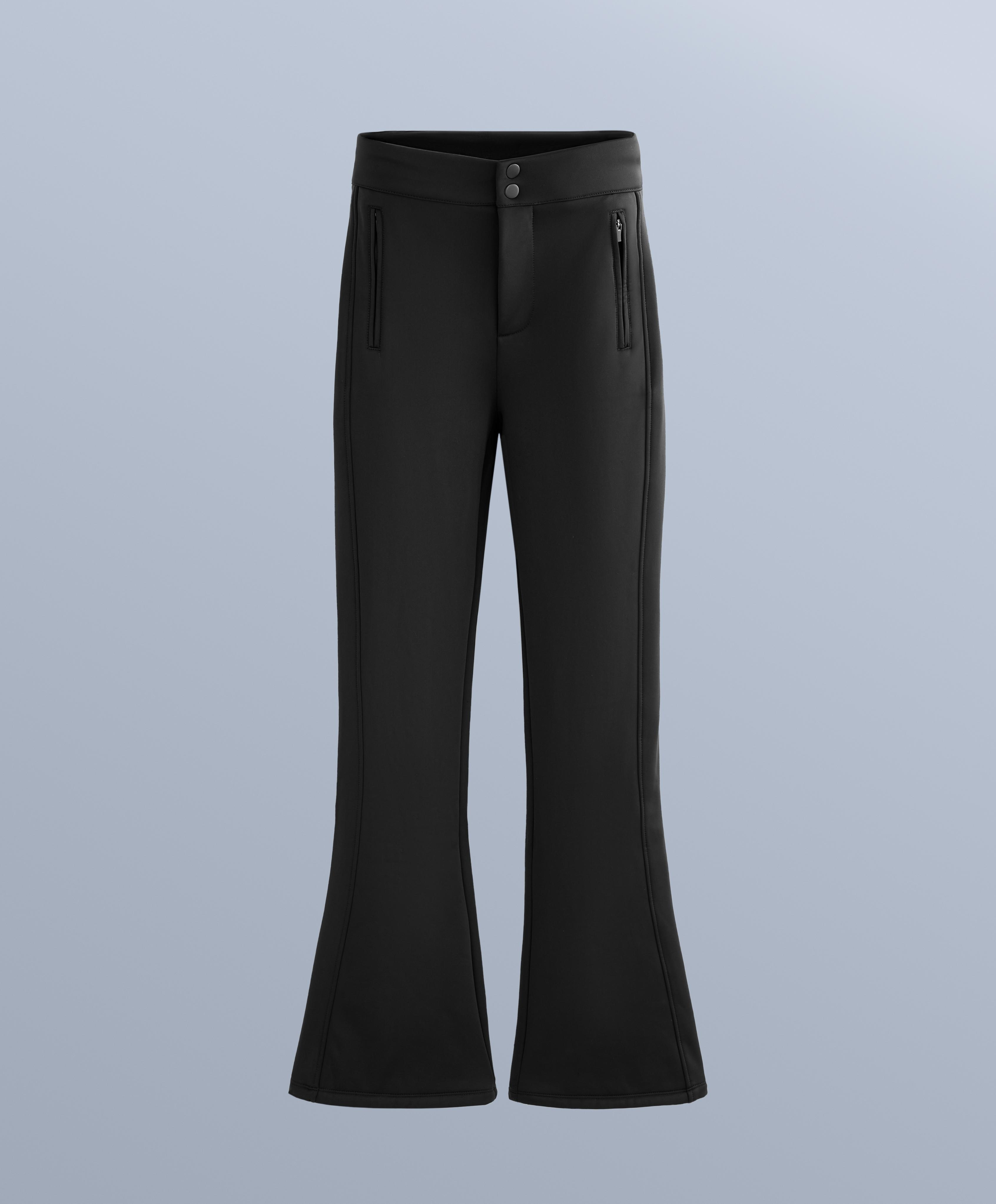 Water-resistant flare stretch SKI trousers — BLACK