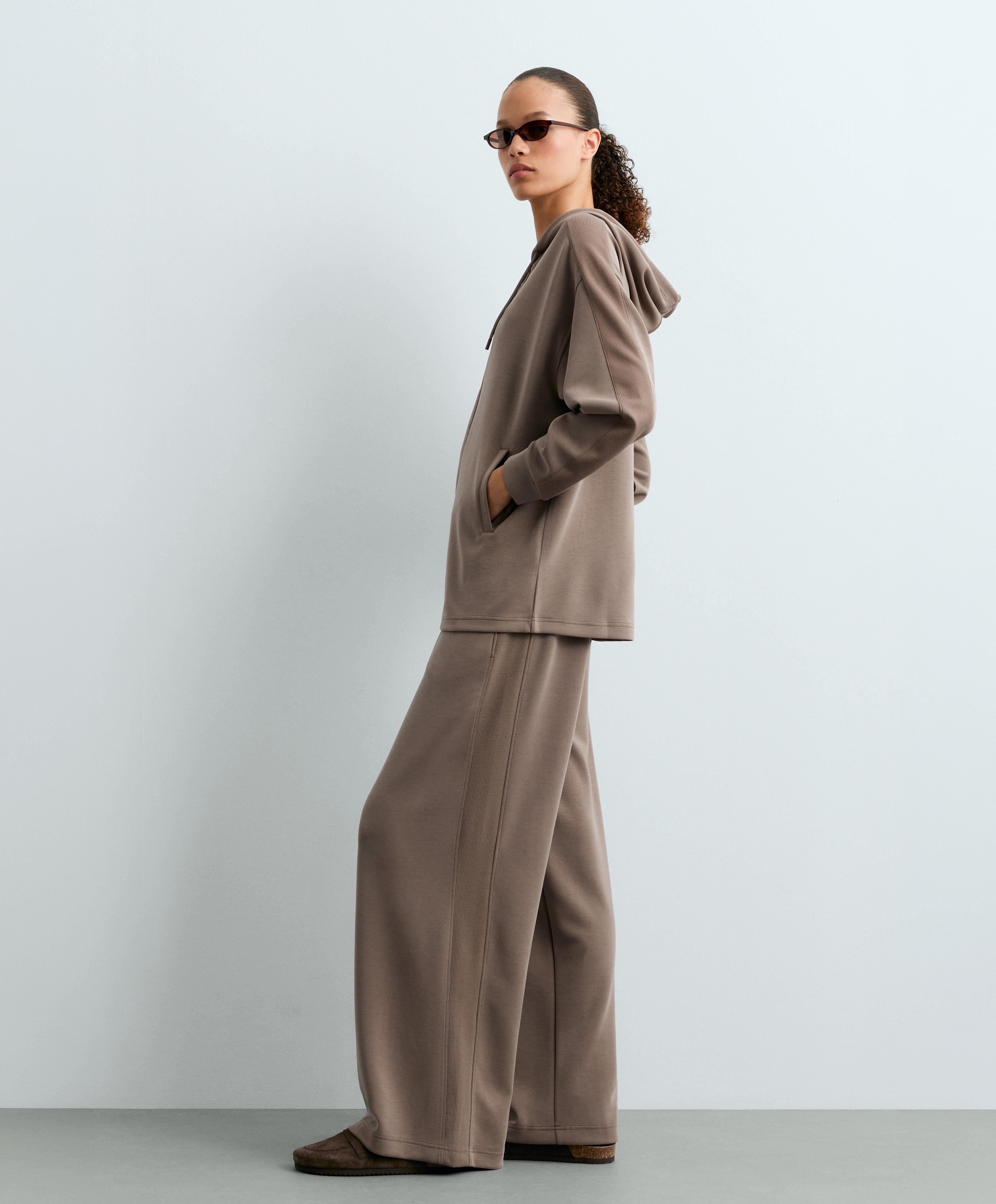 Long jacket with rib details and soft-touch modal — MINK