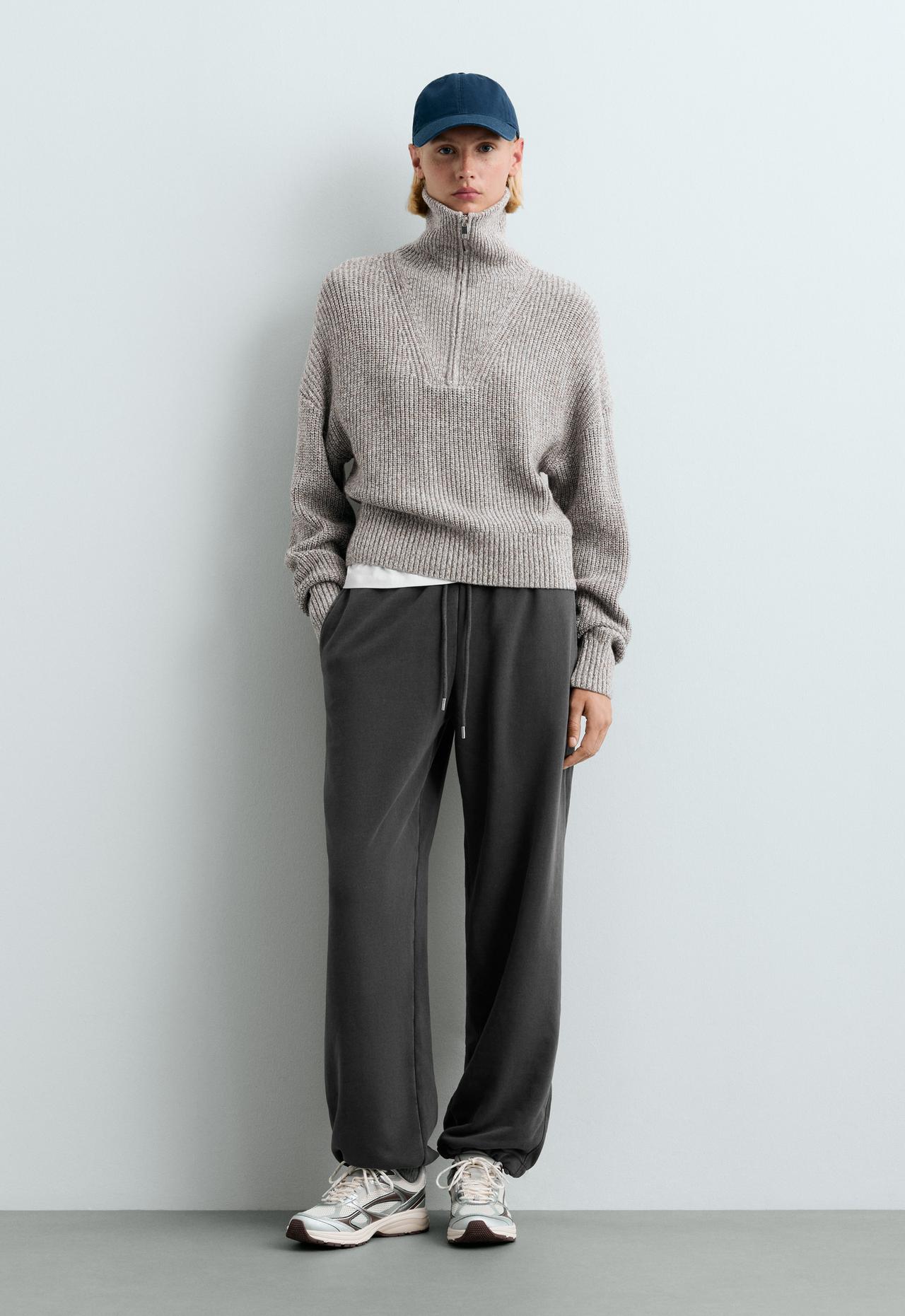 Knit Rib half-zip jumper — PALE GREY-BLUE
