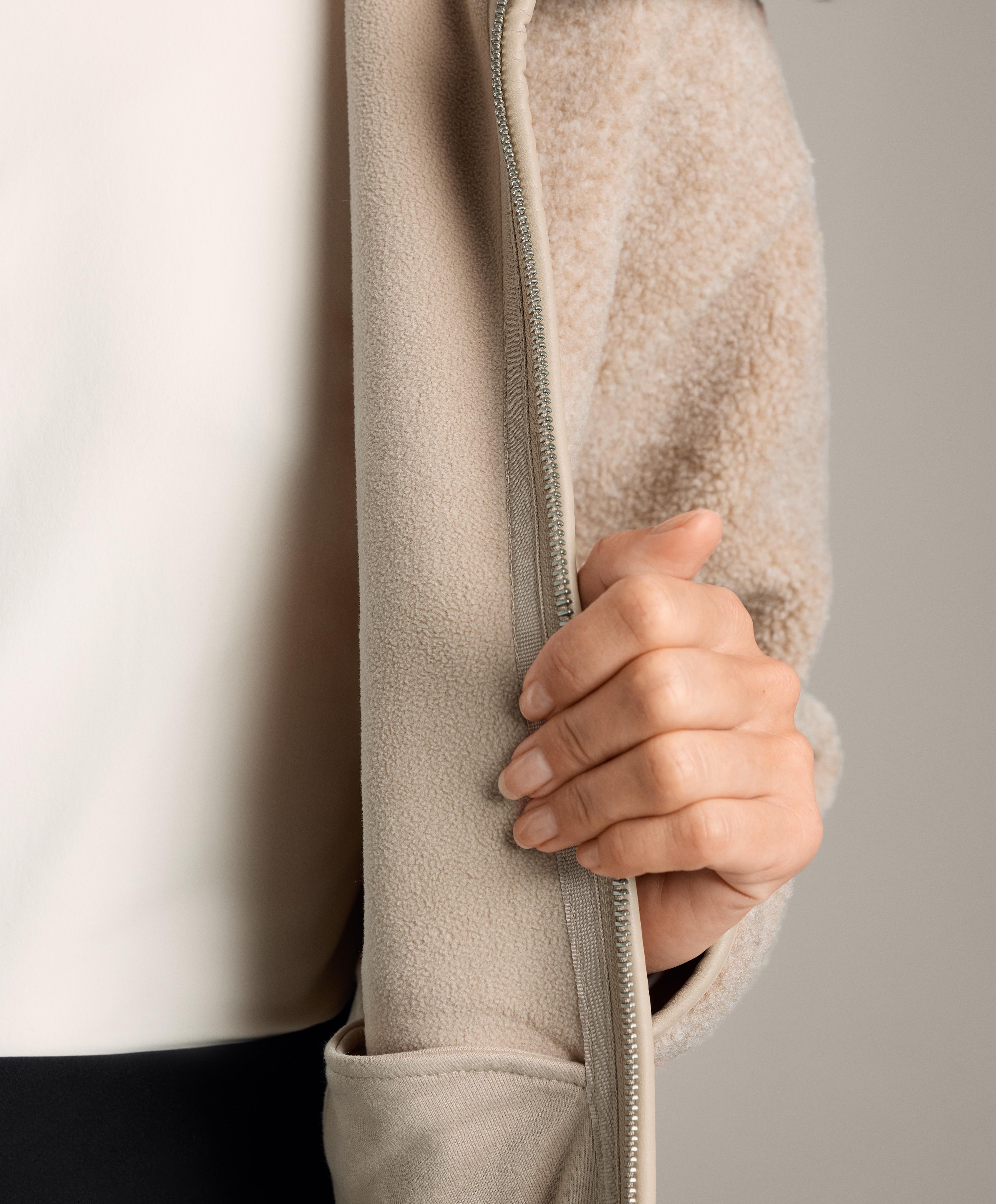 Long faux-shearling jacket — SAND MELANGE