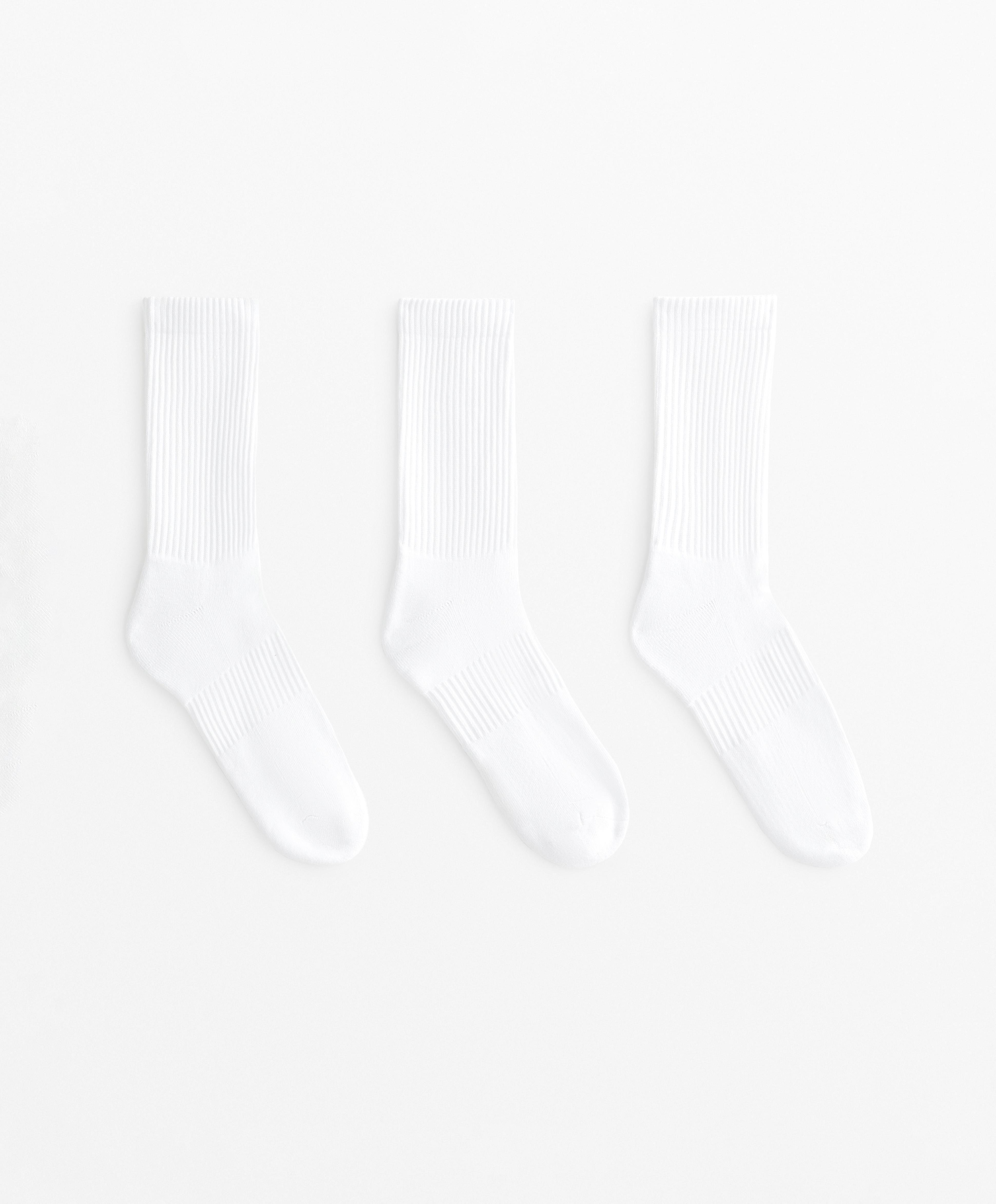 3 pairs of classic cotton blend sports socks — WHITE