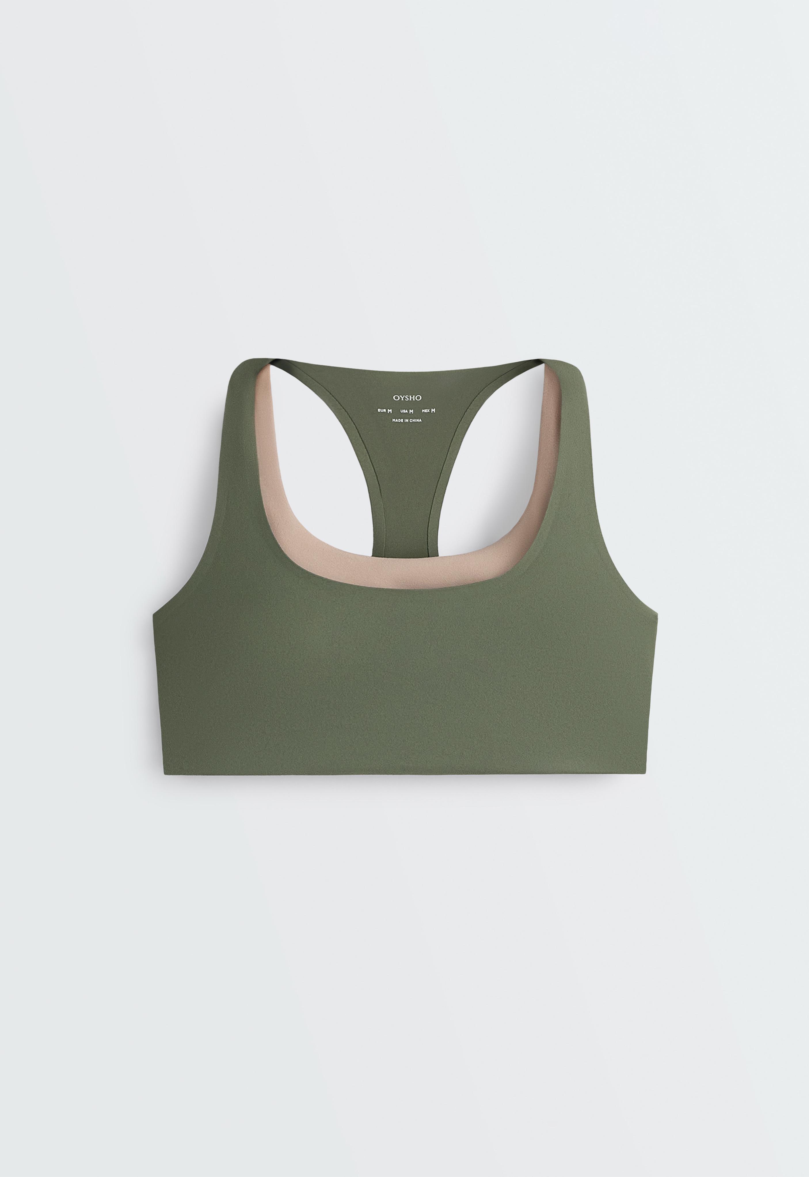 Evermove medium-support double-layer sports bra — KHAKI